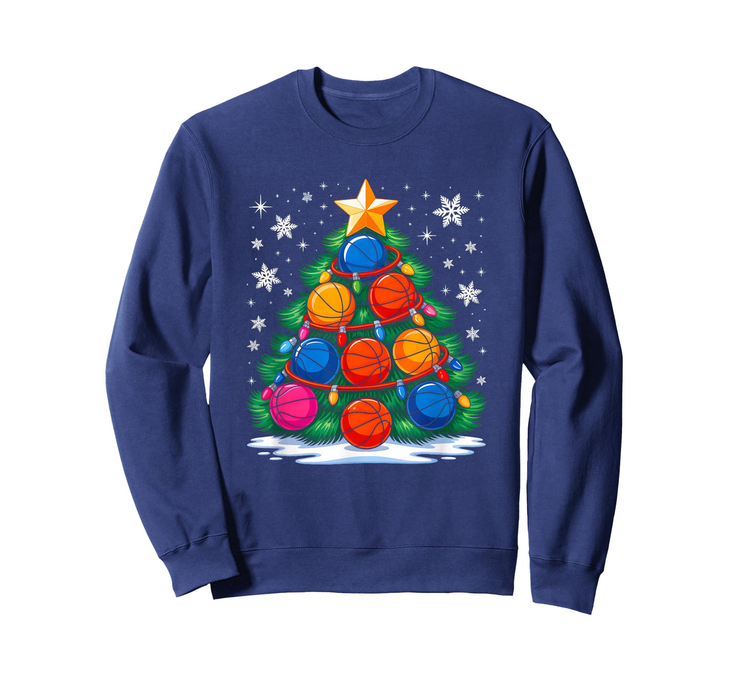 Basketball Player Christmas Tree Light Xmas Basketball Lover T-Shirt