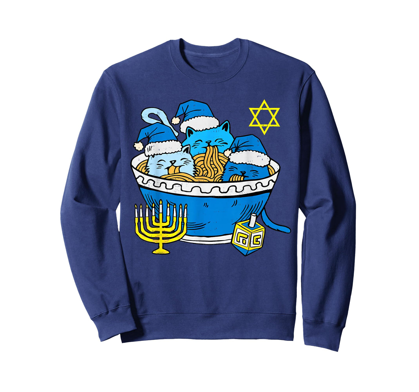 Hanukkah Cat Ramen Anime Kitten Meow Jewish Menorah Chanukah T-Shirt