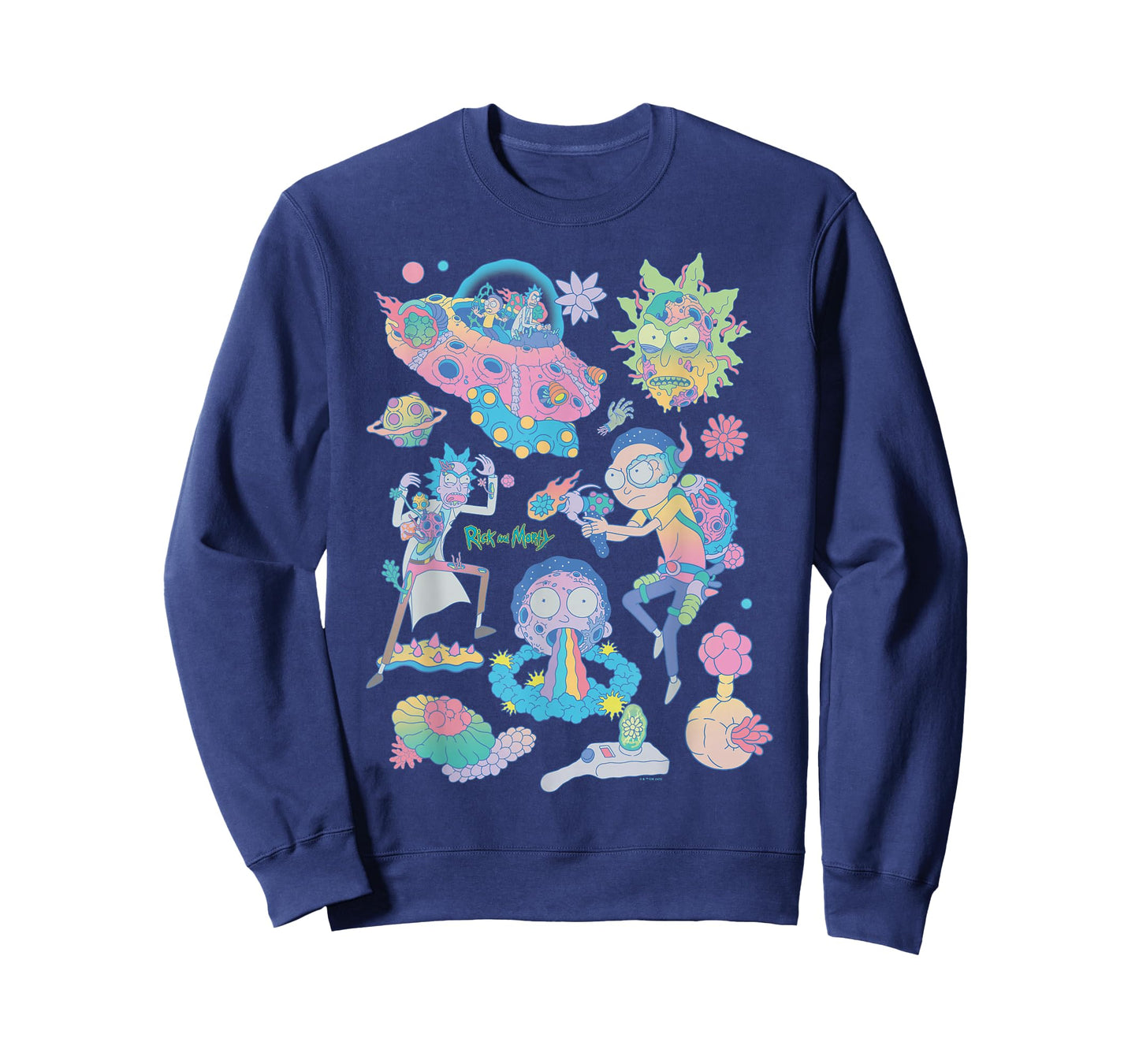 Rick and Morty Space Cruiser Pastel Alien Cartoon Fashion T-Shirt