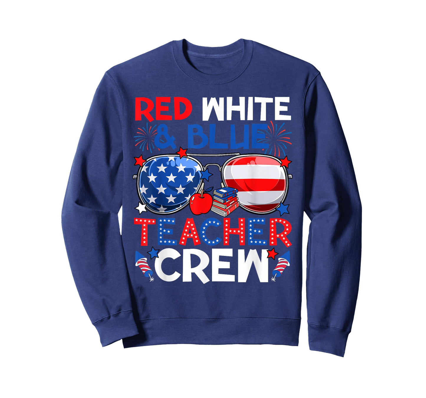 4th of July Red White & Teacher Crew American Flag T-Shirt