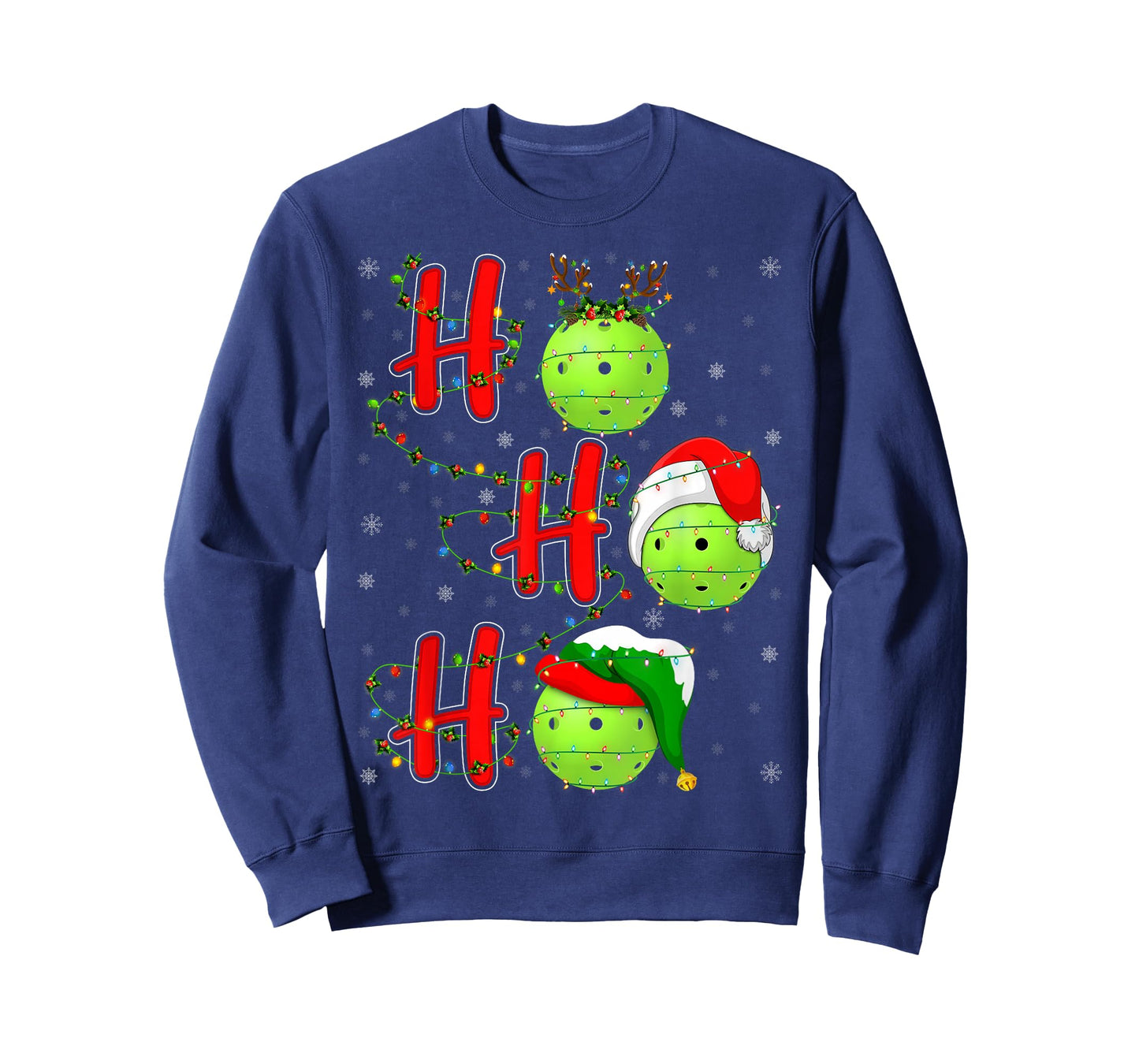 Ho Ho Ho Funny Santa Pickleball Christmas Lights T-Shirt