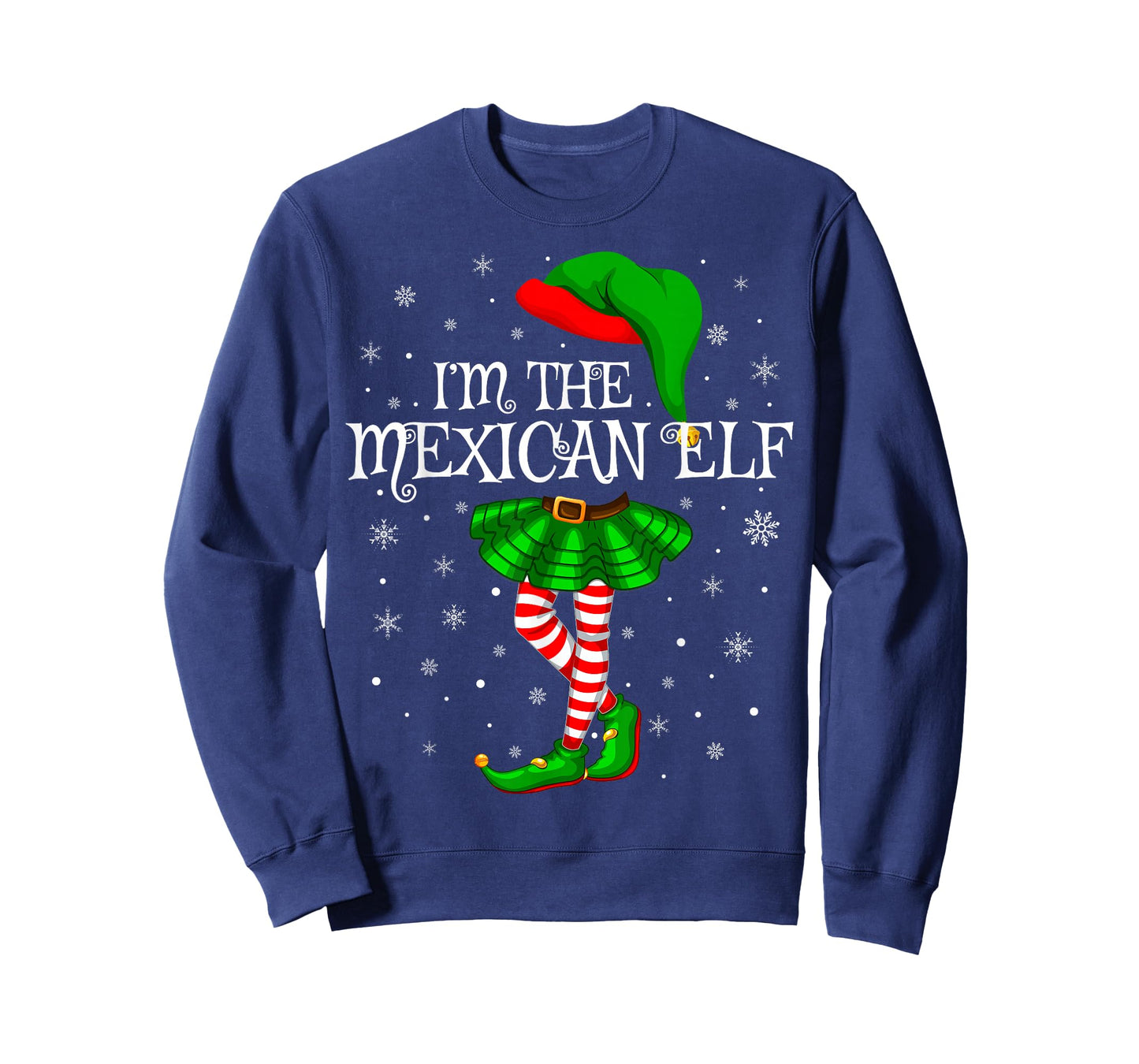 Mexican Elf Christmas Matching Family Women Girls Elf T-Shirt