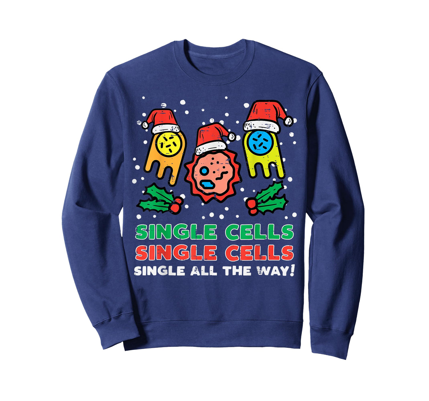 Christmas Single Cells Funny Xmas Science Biology Men Women T-Shirt