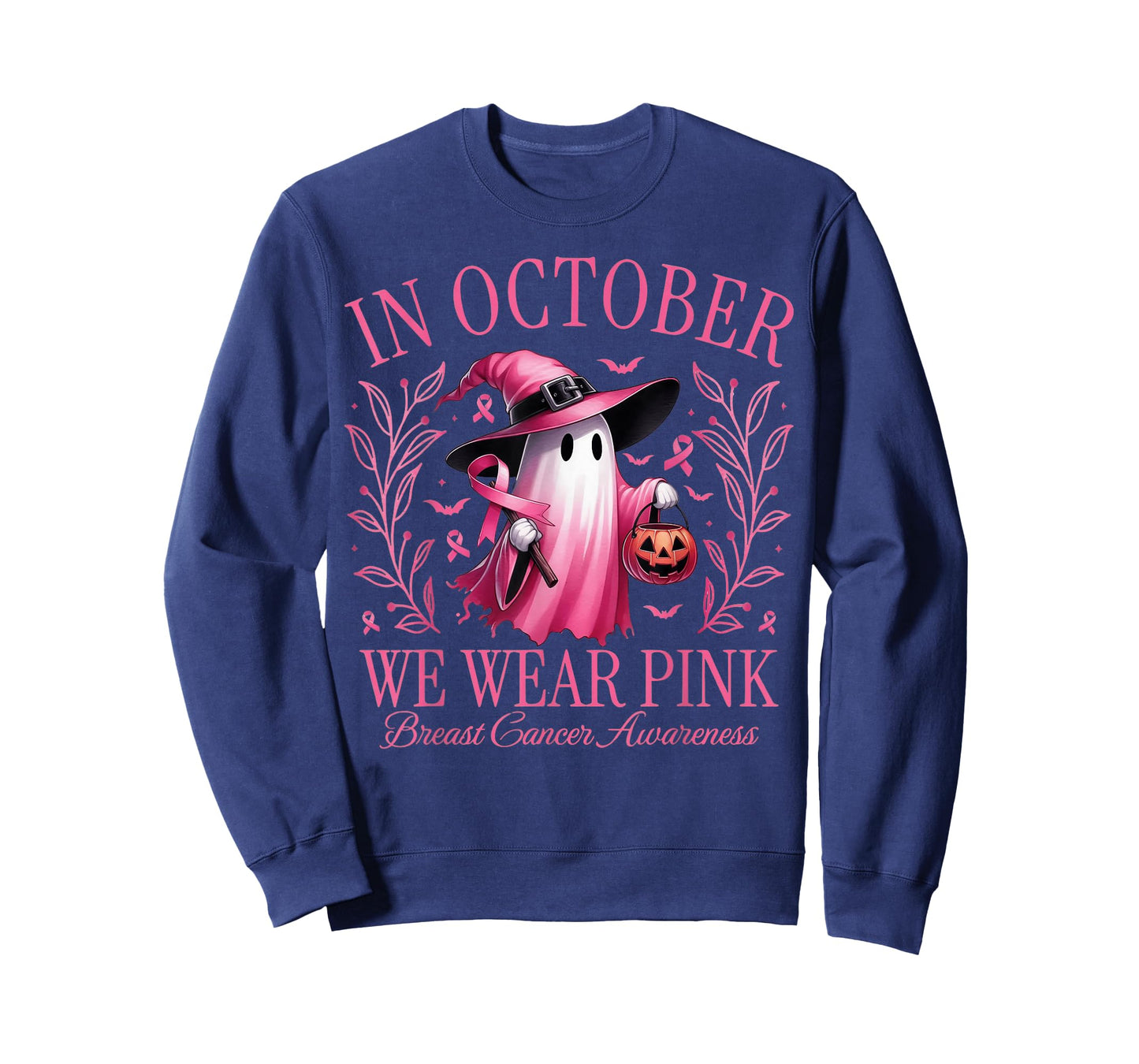 in October We Wear Pink Breast Cancer Awareness Halloween T-Shirt