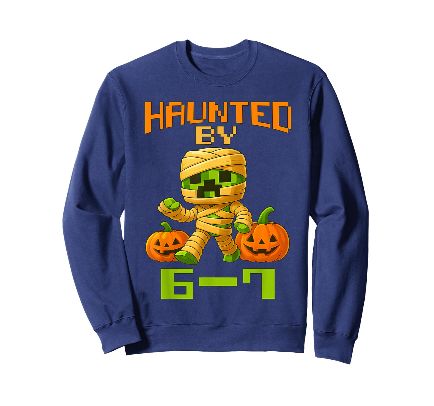 Haunted by 67 Funny Gamer Pixel Pumpkin Mummy Halloween T-Shirt