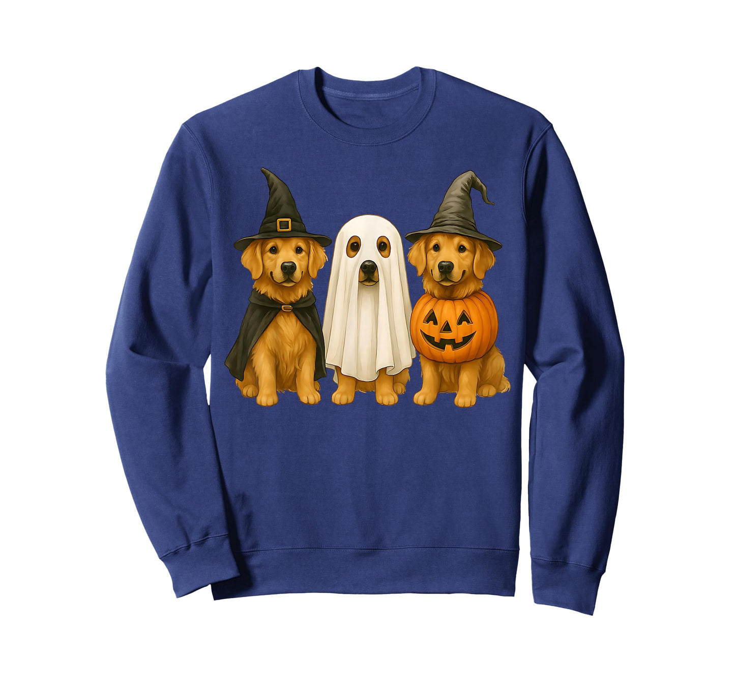 Golden Retriever Halloween Witch Ghost Pumpkin T-Shirt