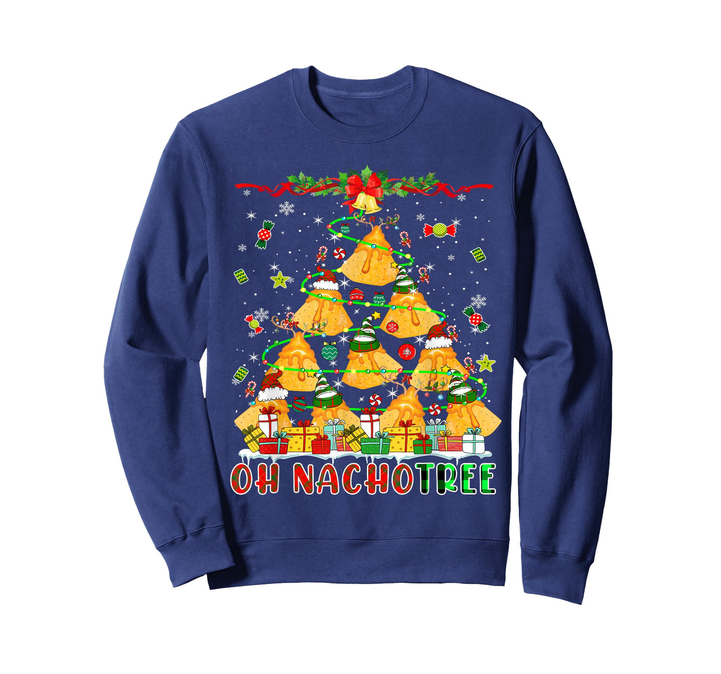Nacho Christmas Tree Santa Reindeer Elf Mexican Nachos Lover T-Shirt