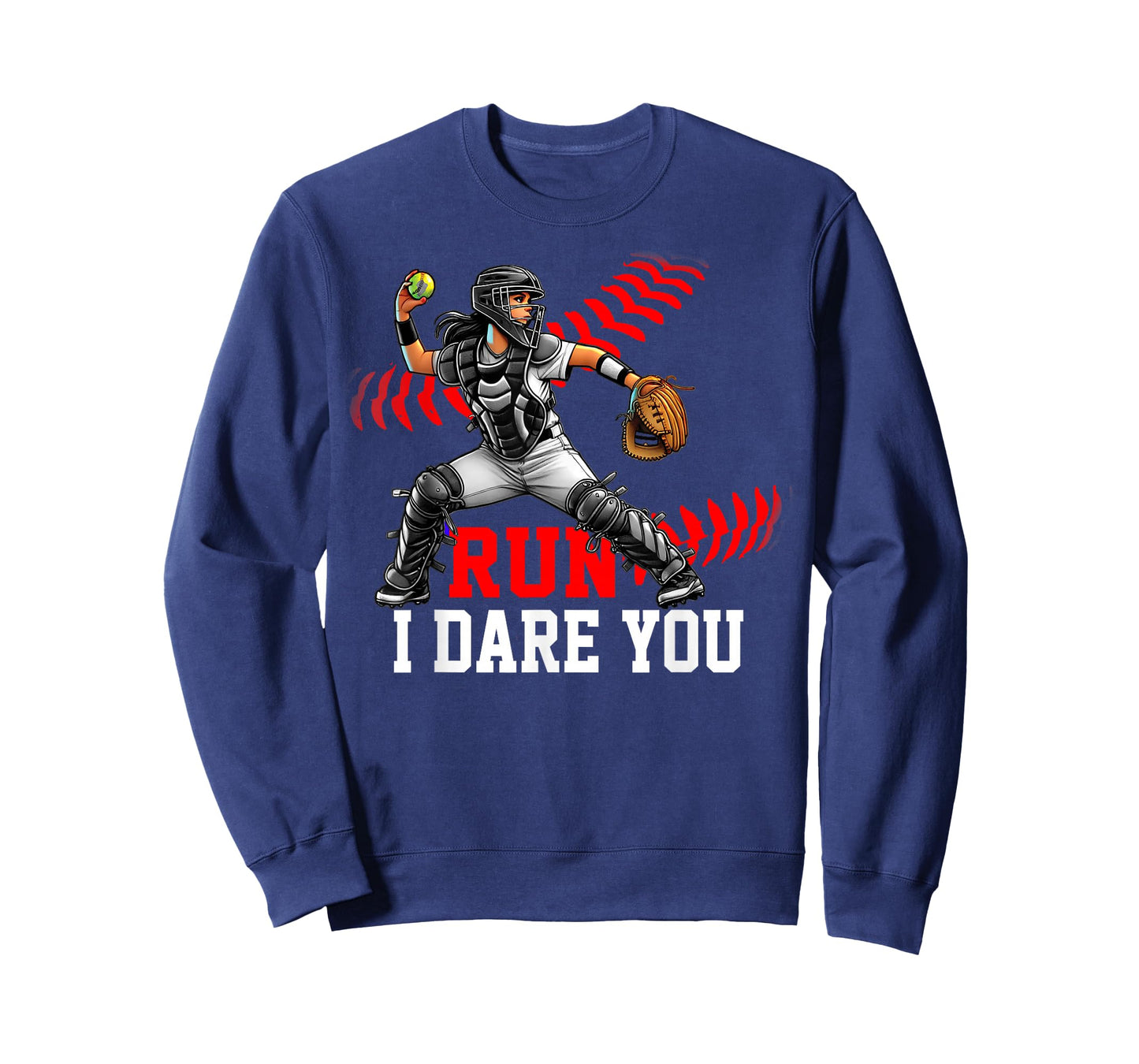 Softball Catcher Run I Dare You Design for Girls & Women T-Shirt