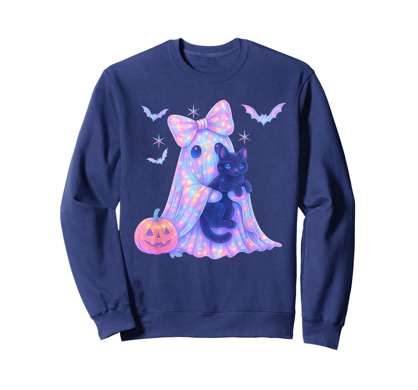 Pastel Galaxy Ghost Halloween Girl Kids Ghost Coquette Bow T-Shirt