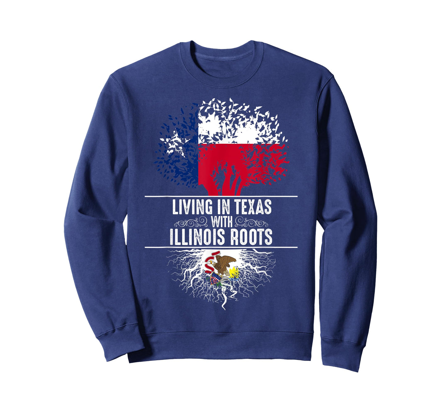 Texas Home Illinois Roots State Tree Flag Love Gift T-Shirt