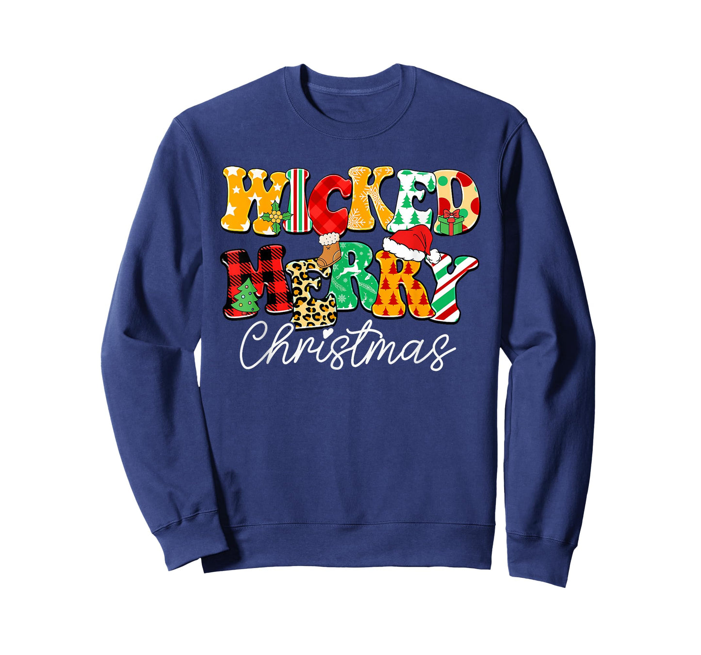 Wicked Merry Christmas Pattern Mix Humor T-Shirt