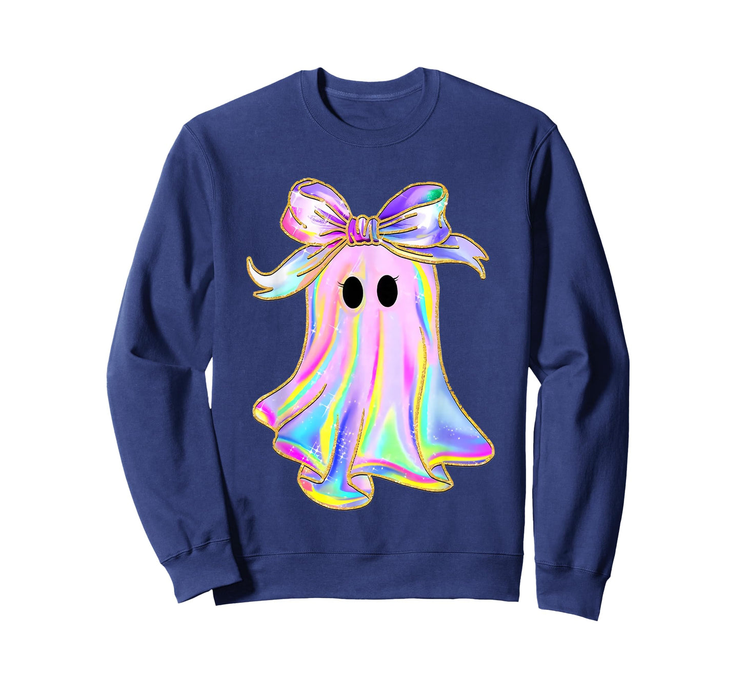 Pastel Galaxy Ghost Halloween Girl Kids Ghost Coquette Bow T-Shirt