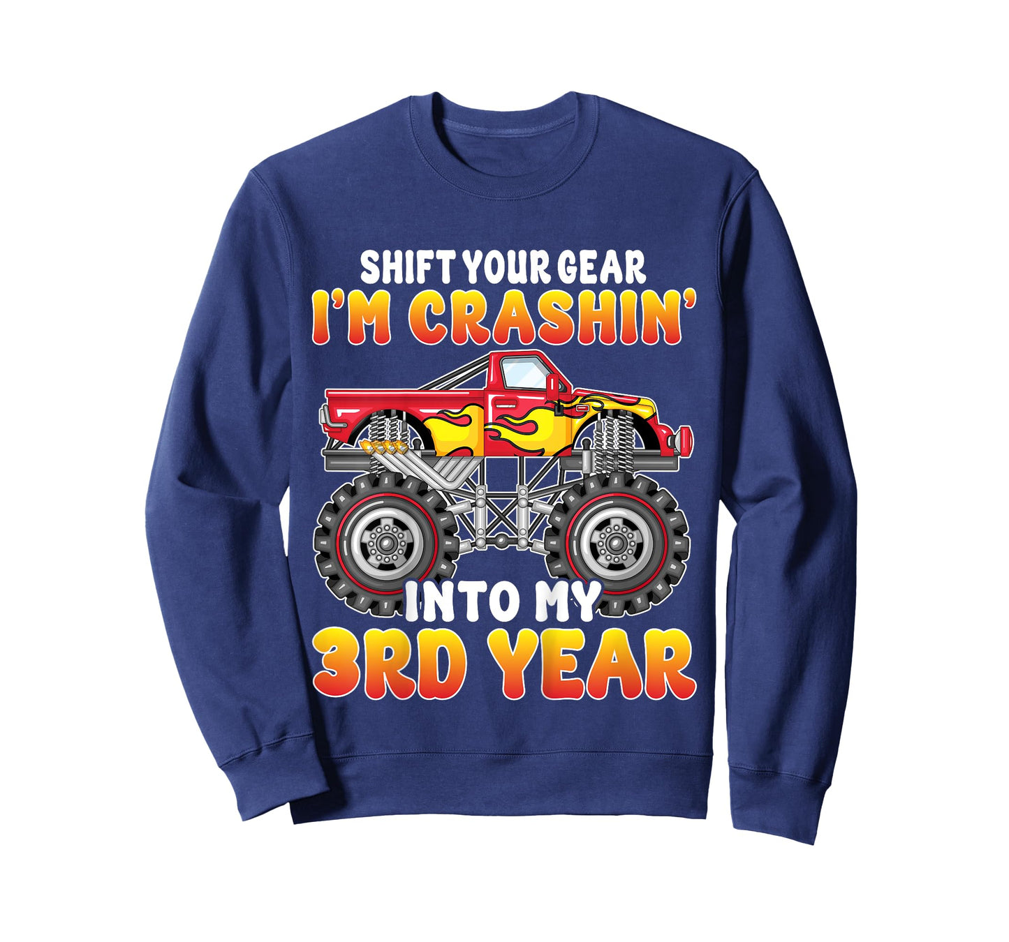 Shift Your Gear Kids 3 Years Old Monster Truck 3rd Birthday T-Shirt