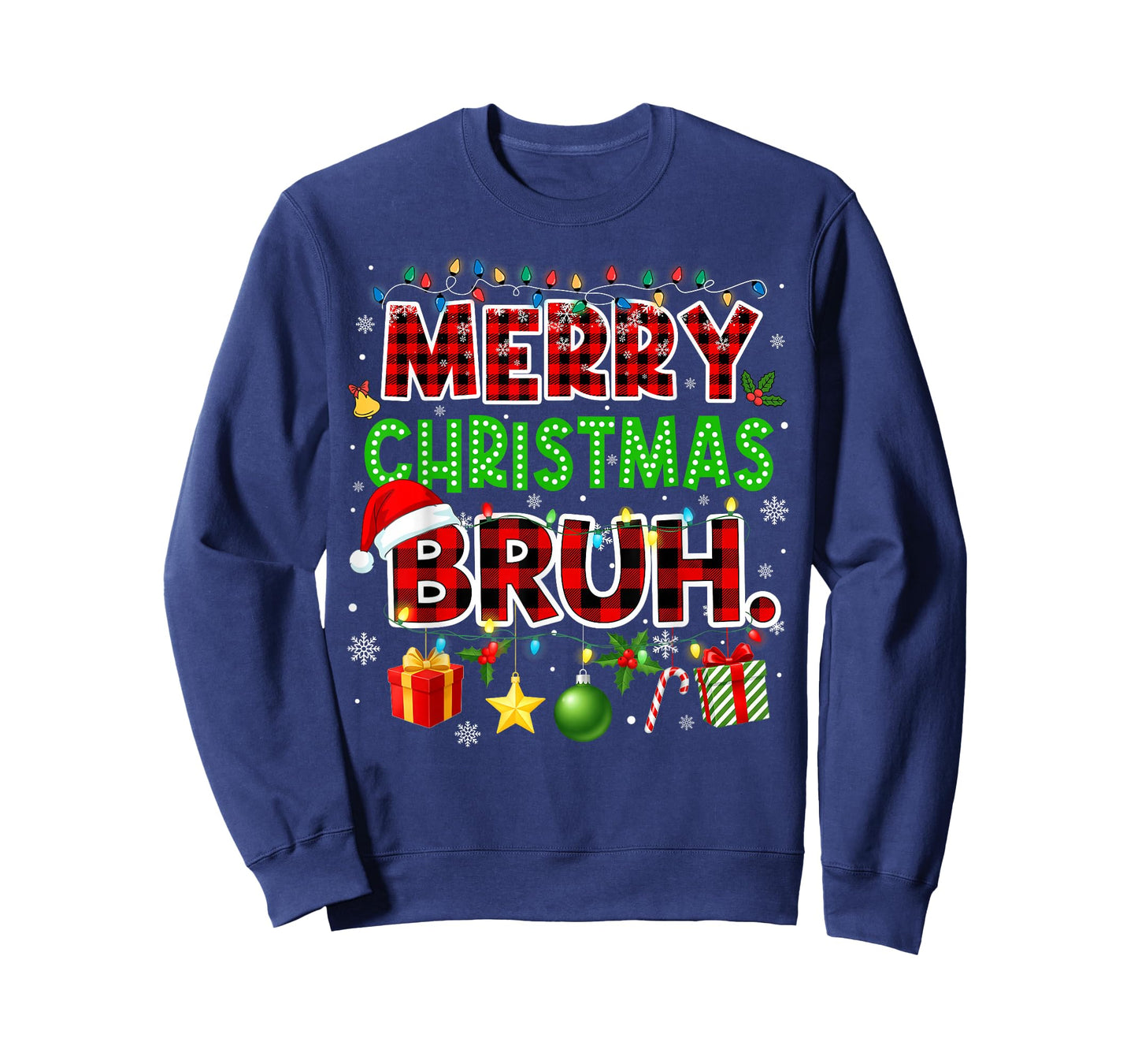Merry Christmas Bruh Funny Red Plaid Teens Boys Kids Meme T-Shirt