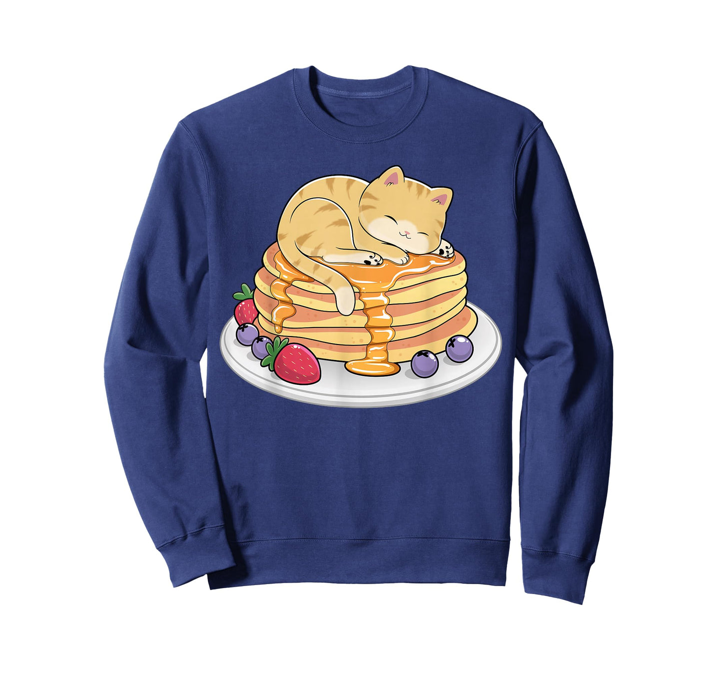 Cat Pancakes Kawaii Anime Cat Nap Funny Breakfast Kitten T-Shirt