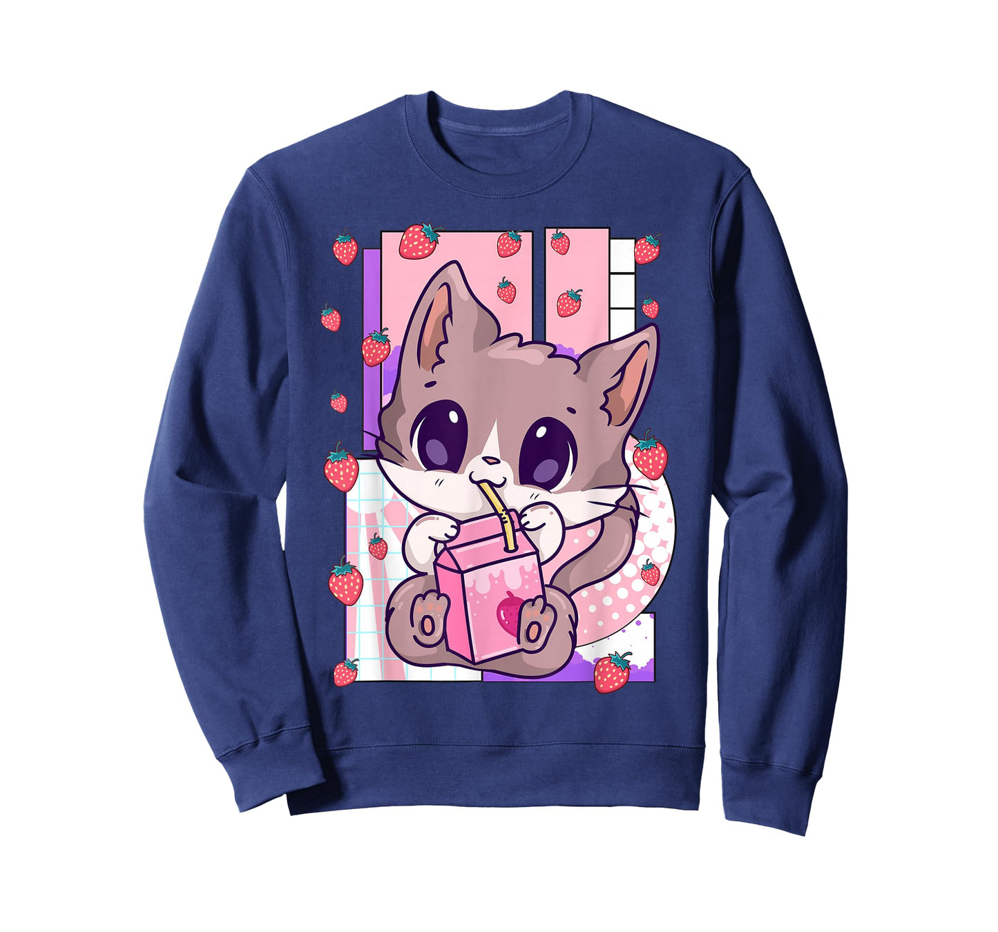 Cute Kawaii Cat Strawberry Milk Anime Neko Shake T-Shirt