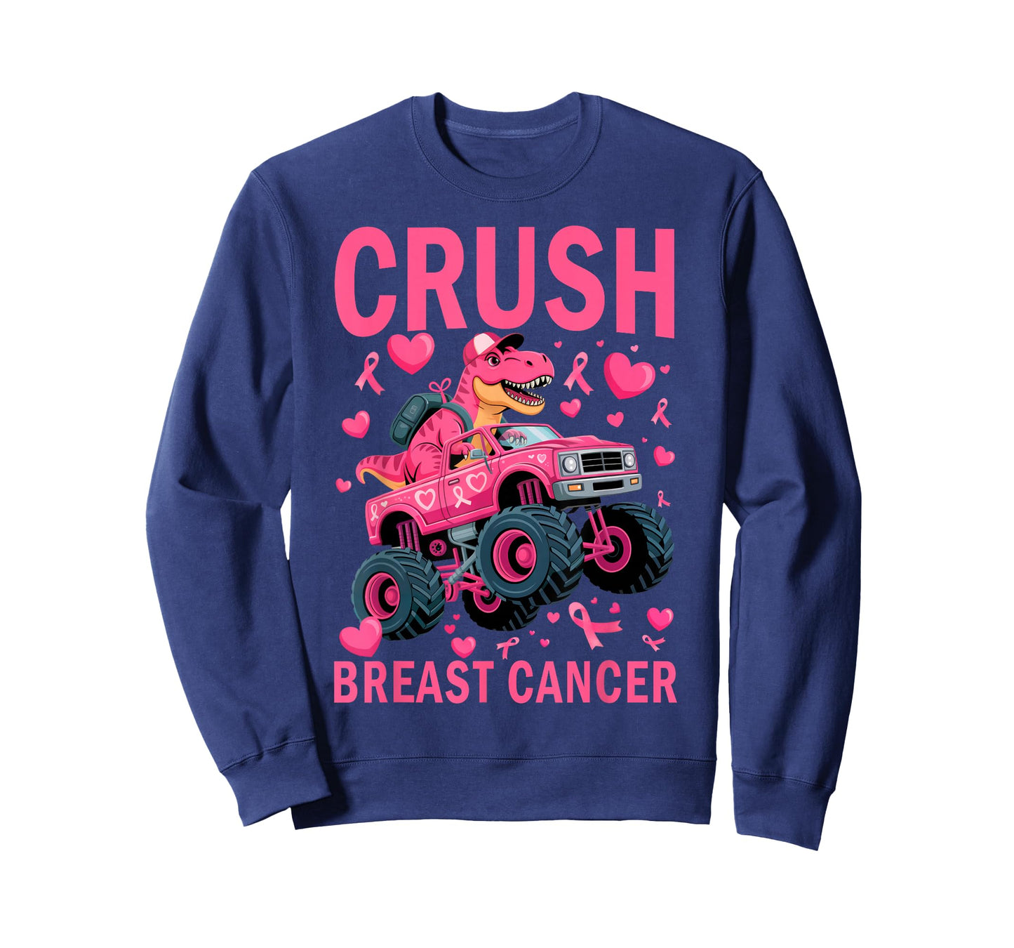 Crush Breast Cancer Awareness Pink Monster Truck Boys Kids T-Shirt