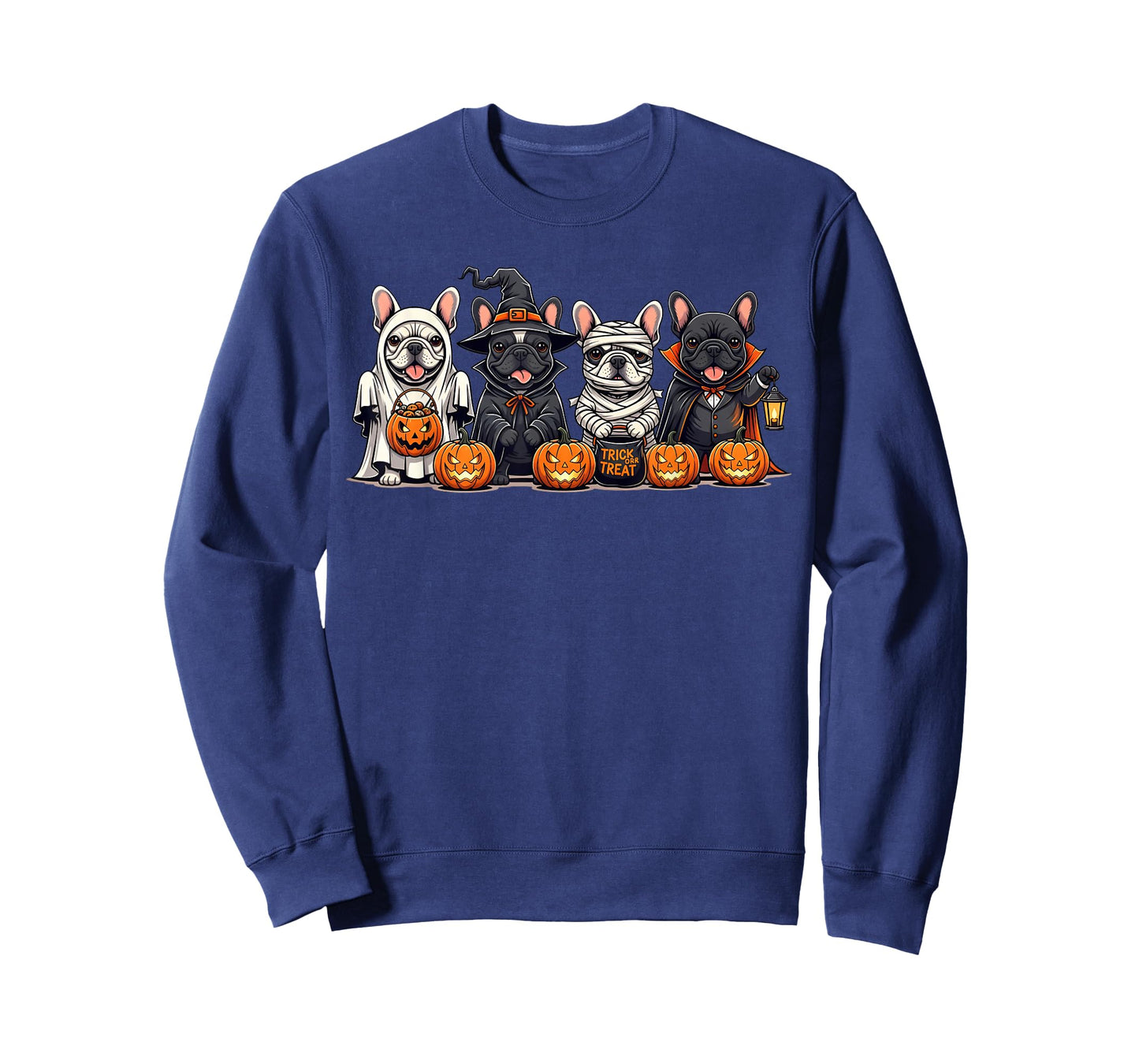 French Bulldog Ghost Witch Pumpkins Halloween Dog Costume T-Shirt
