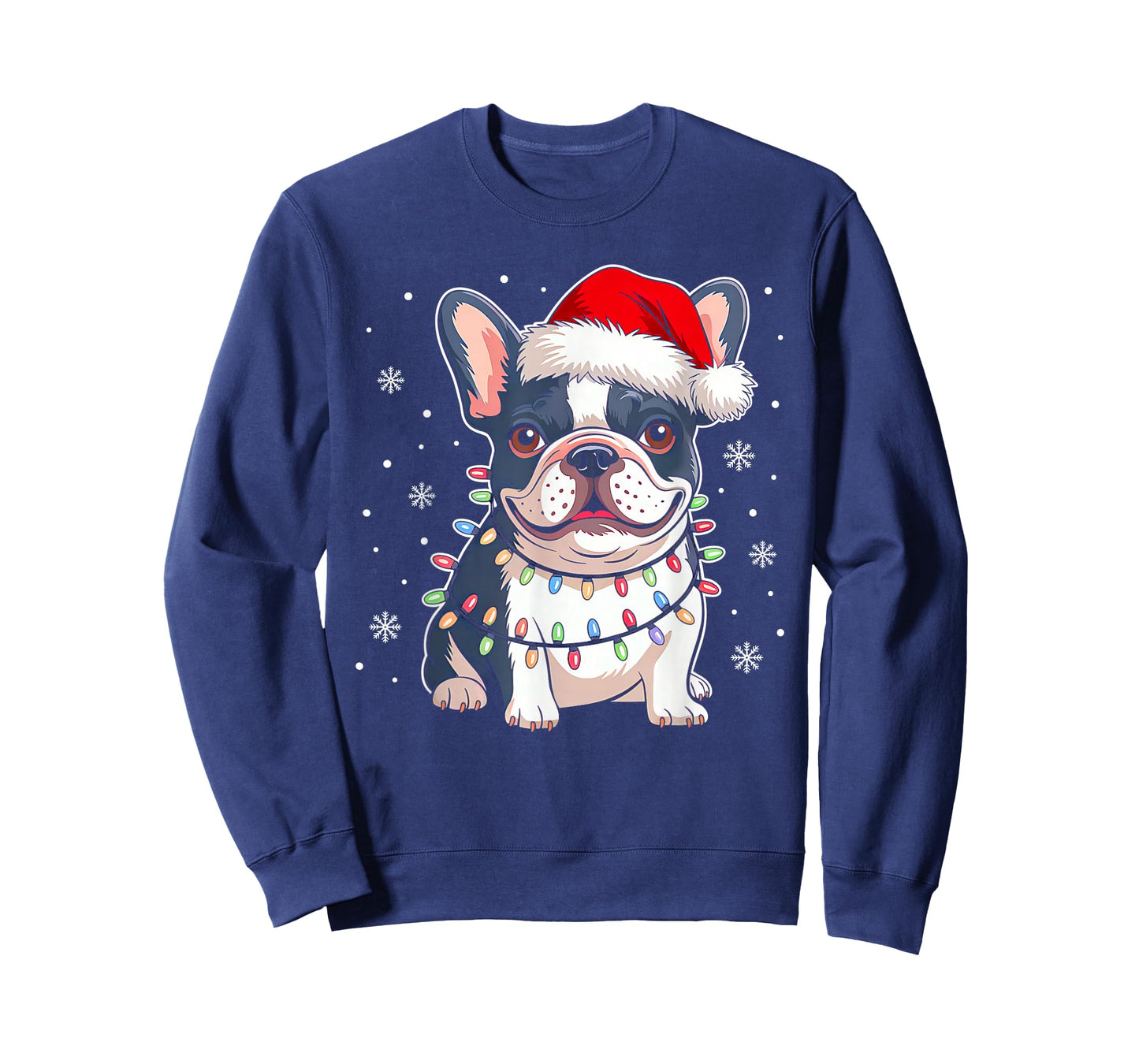 French Bulldog Dog Tree Christmas Lights Funny Xmas Pajamas T-Shirt