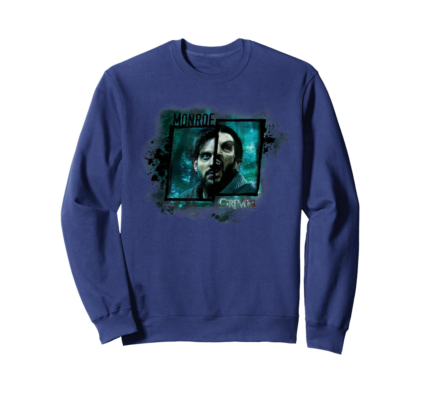 NBC Grimm Monroe Wesen T-Shirt - Black, Unisex-Adults, Small, Crew Neck, Short Sleeve, Modern, Casual, Movie, Halloween, Christmas