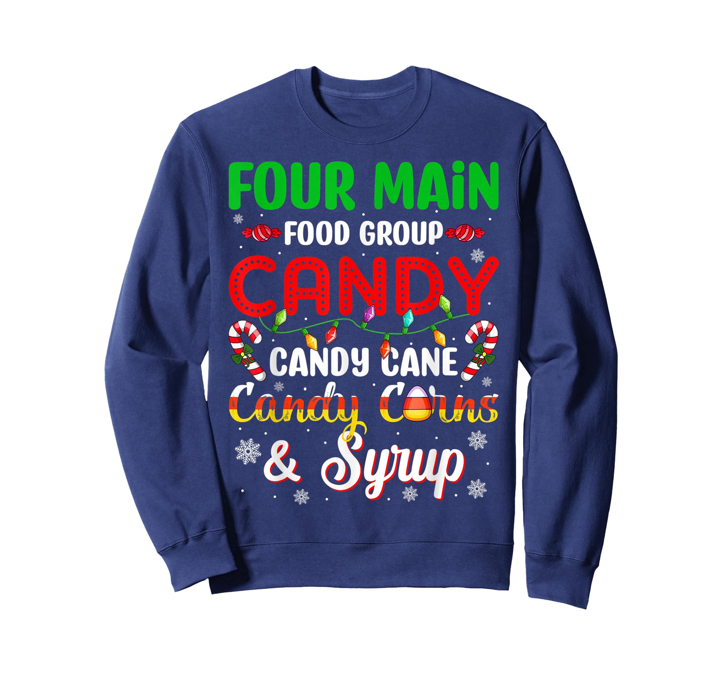 Christmas Pajama Four Main Funny Food Groups Elf Candy Corn T-Shirt
