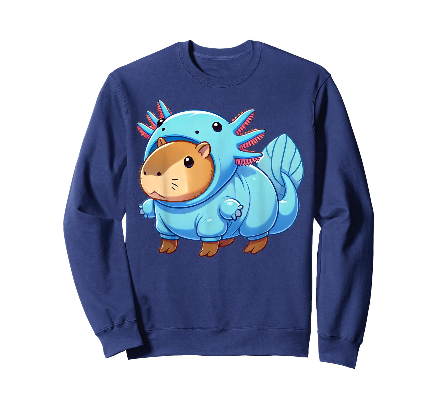 Kawaii Capybara Axolotl Costume Apparel Unisex-Adults, Unisex-Kids Black Small Short Sleeve Cotton 65%, Polyester 35% T-Shirt