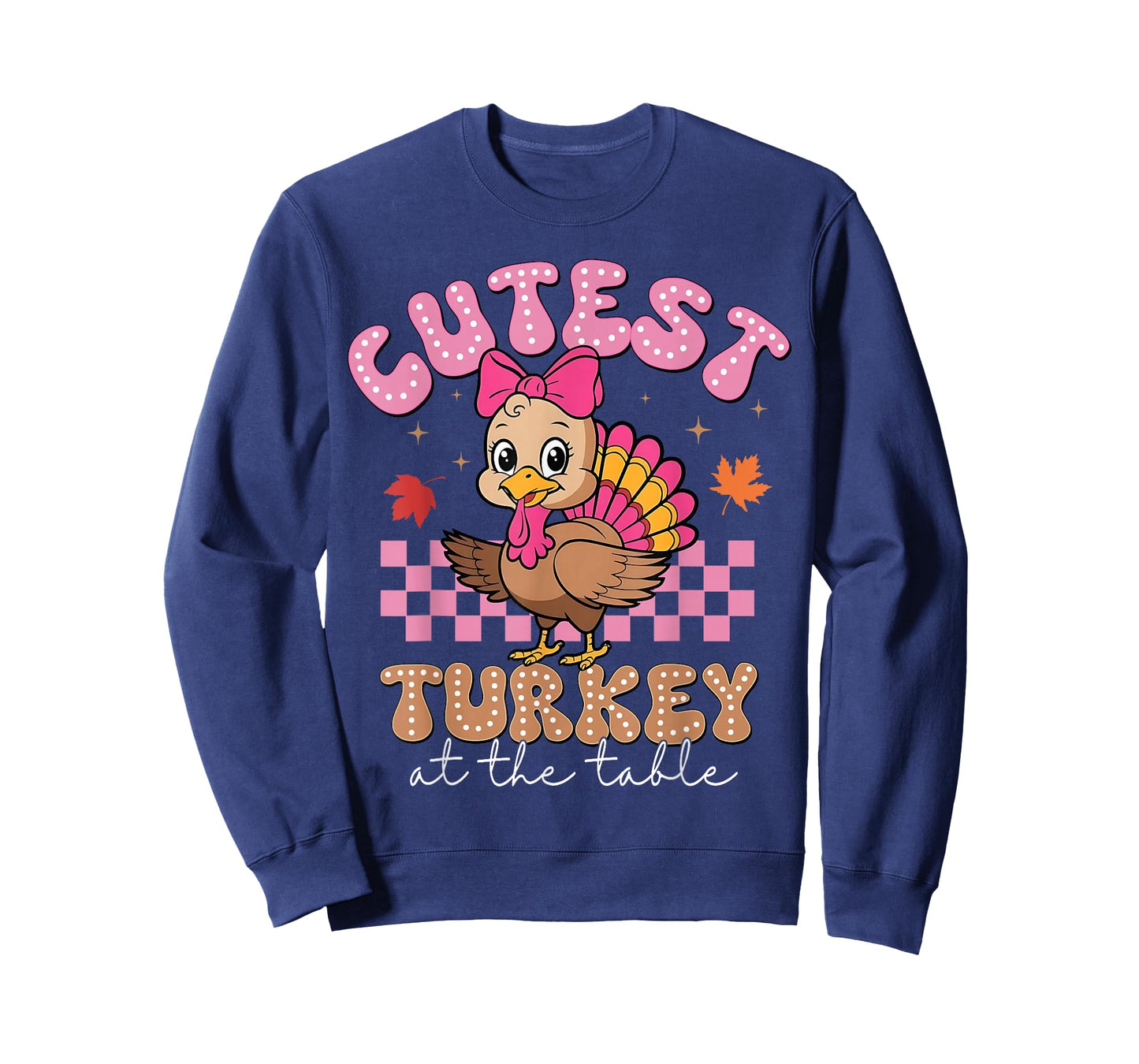 Cutest Turkey at The Table Thanksgiving Girls Kids Toddlers T-Shirt