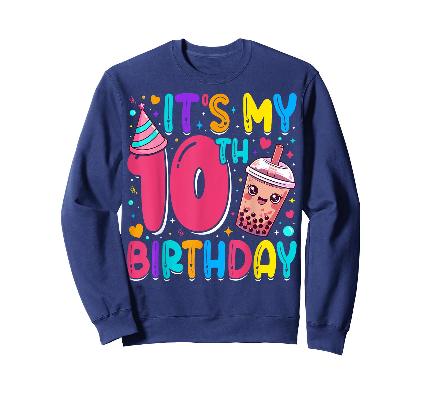 It's My 10th Birthday Bubble Boba Tea Party 10 Year Old Girl T-Shirt