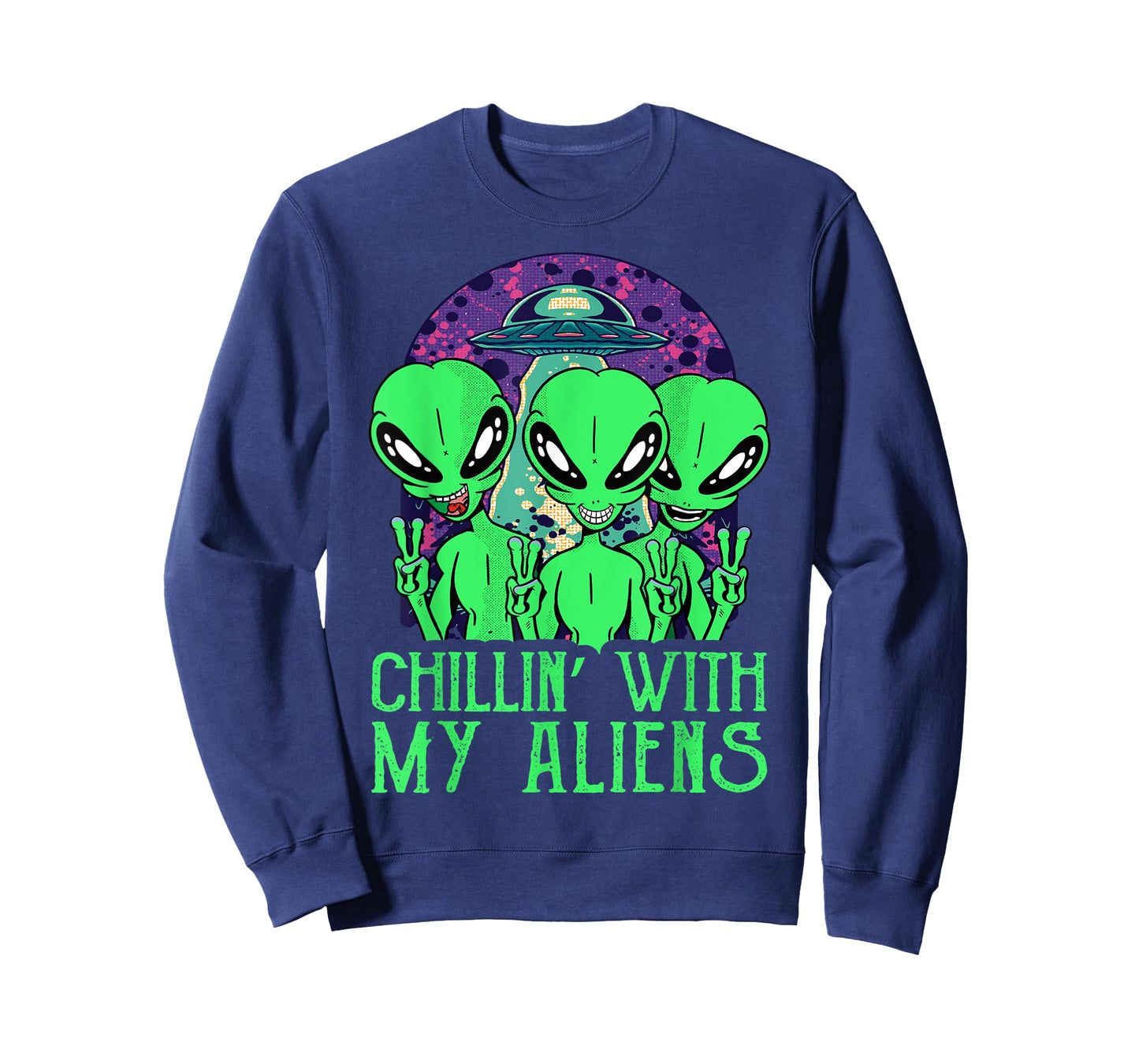 Chillin With My Aliens Group Toddler Boys Kids Halloween T-Shirt