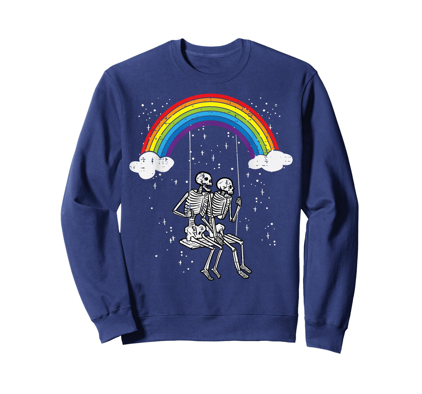 Halloween Skeletons Couple Rainbow Swing Costume Women Men T-Shirt
