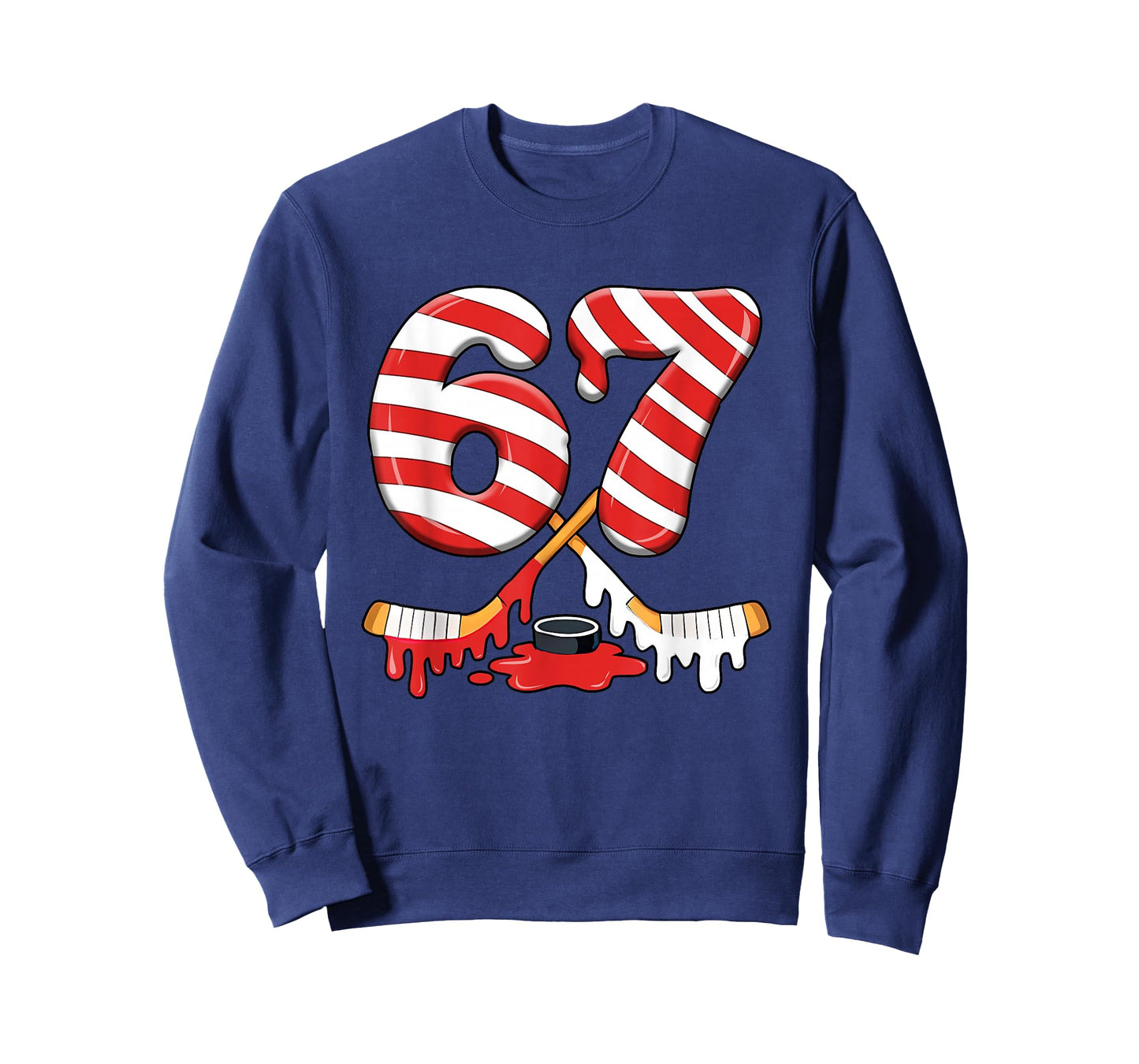 6-7 Meme Slang Christmas Candy Cane Xmas Ice Hockey Lover T-Shirt