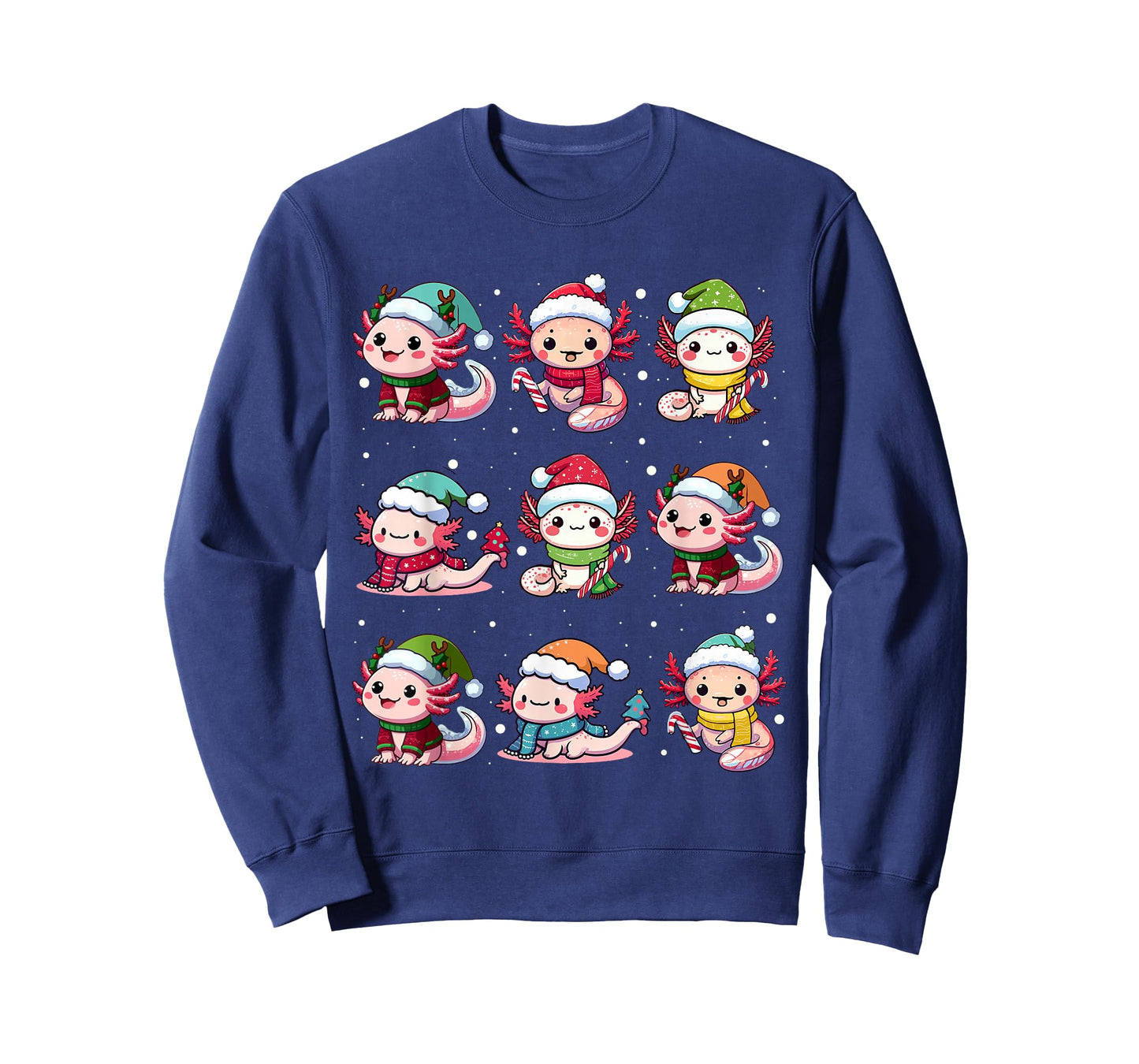Cute Axolotl Santa Hat Xmas Lights Japanese Christmas Anime T-Shirt