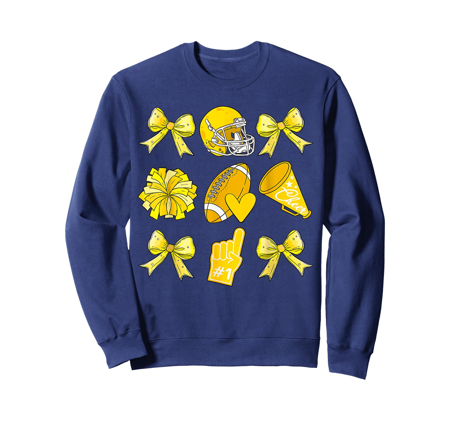 Cheer Football Coquette Bow Game Day Cheerleader Yellow T-Shirt