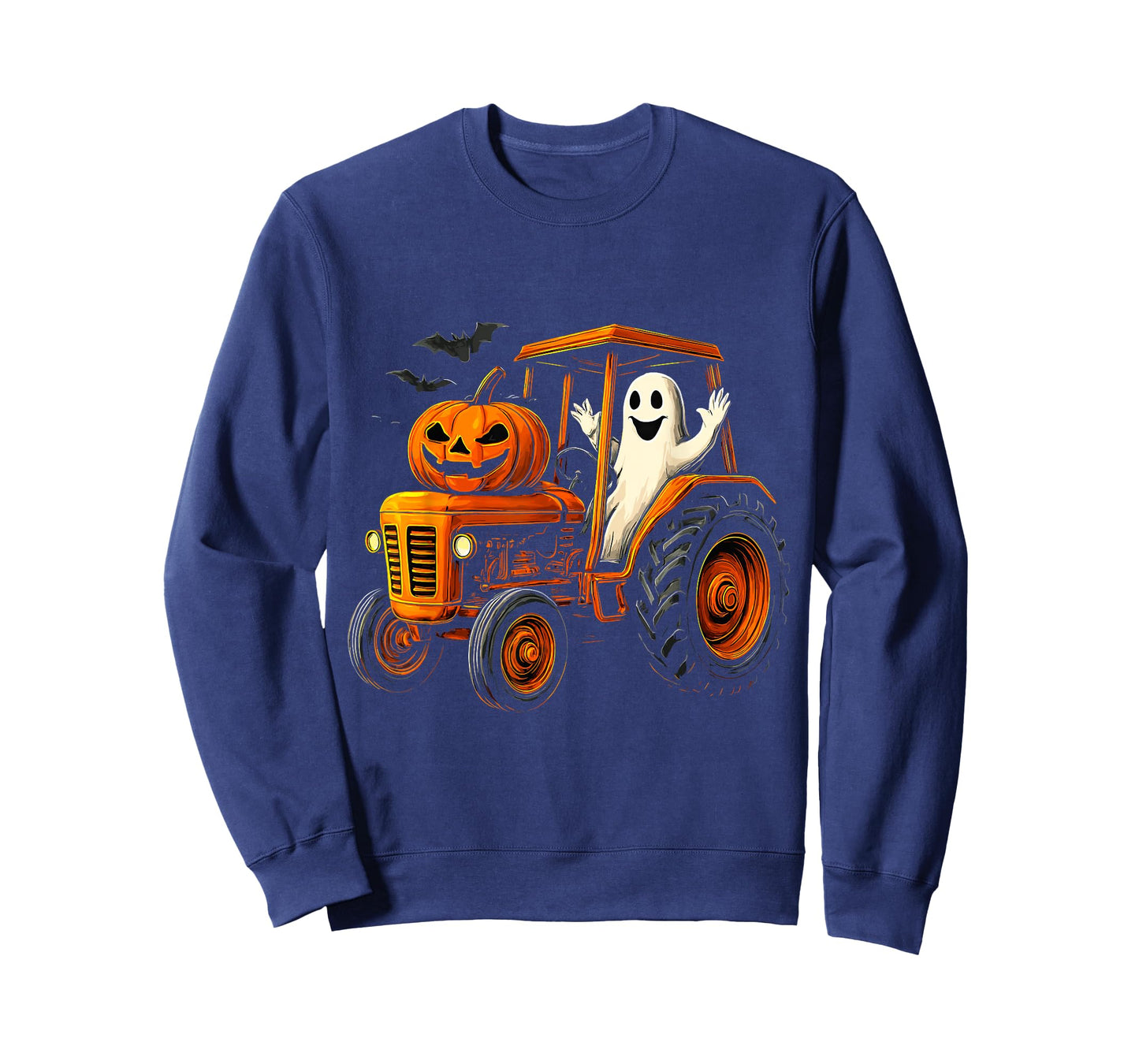 Farmer Ghost Tractor Pumpkin Spooky Season Halloween Costume T-Shirt