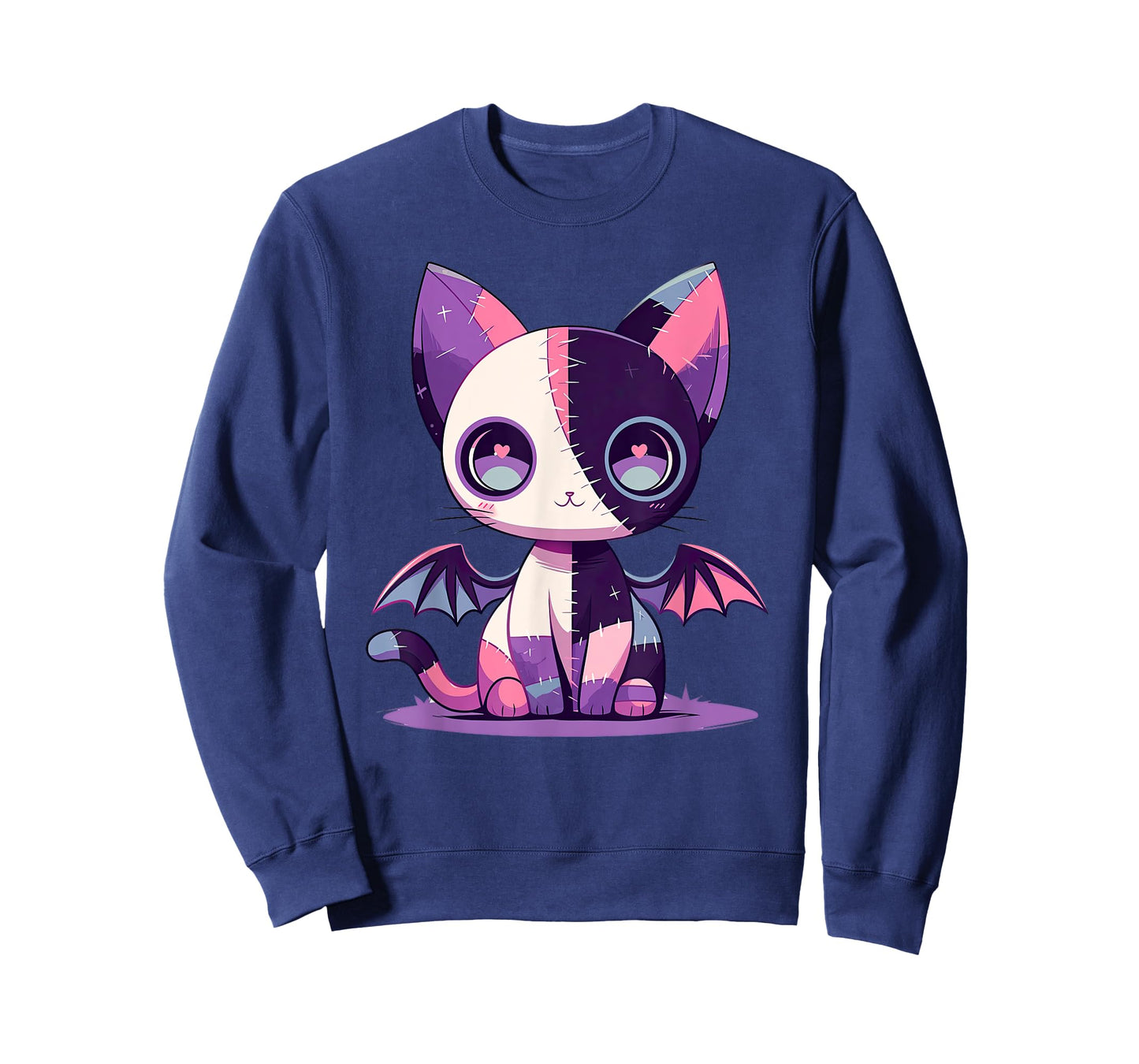 Kawaii Pastel Goth Creepy Cute Witchy Zombie Patchwork Cat T-Shirt