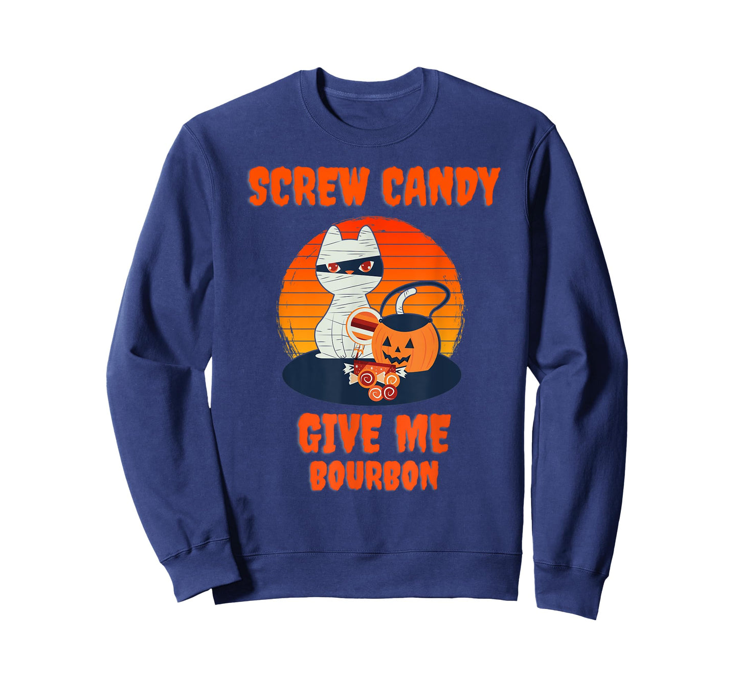 Screw Candy Give Me Bourbon Halloween Cat Mummy T-Shirt for Men Women