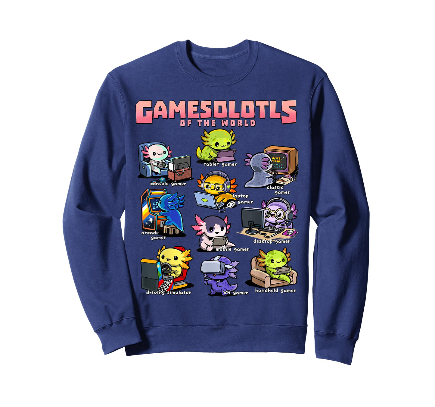 Gamesolotls of the World - Diverse Gamer Axolotl Collection T-Shirt