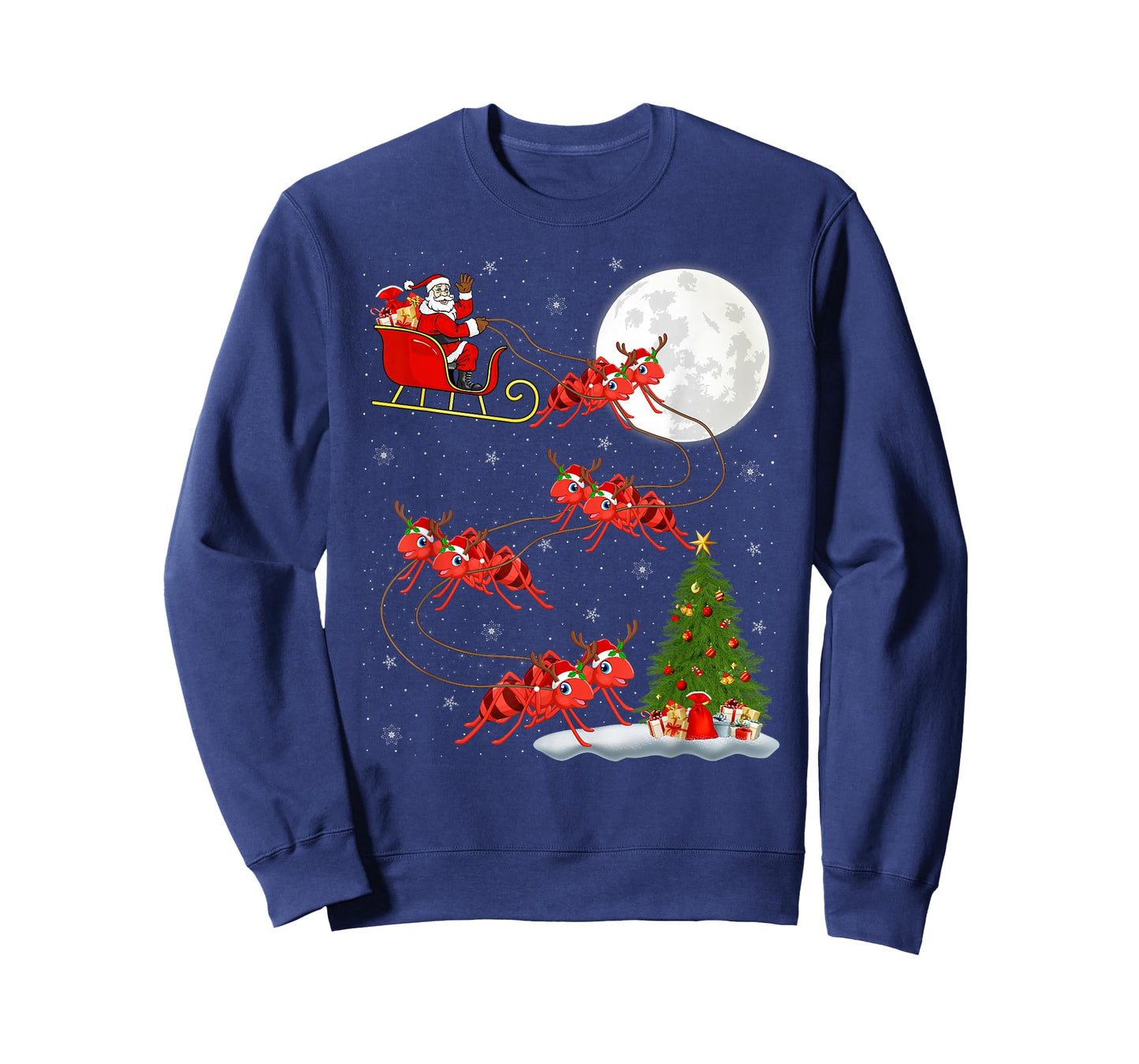 Ants Santa Sleigh Flying Funny Magical Christmas T-Shirt