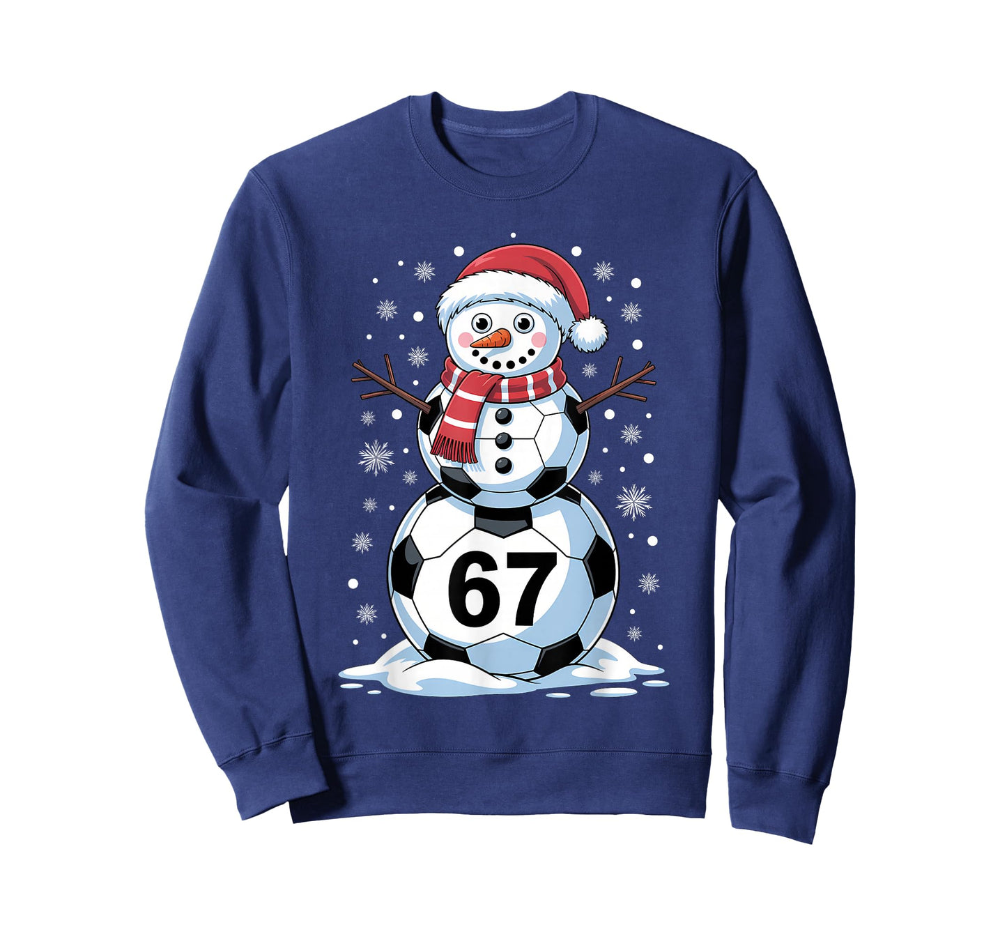 Christmas 67 Meme Soccer Snowman Tree Funny Xmas Boys Men T-Shirt