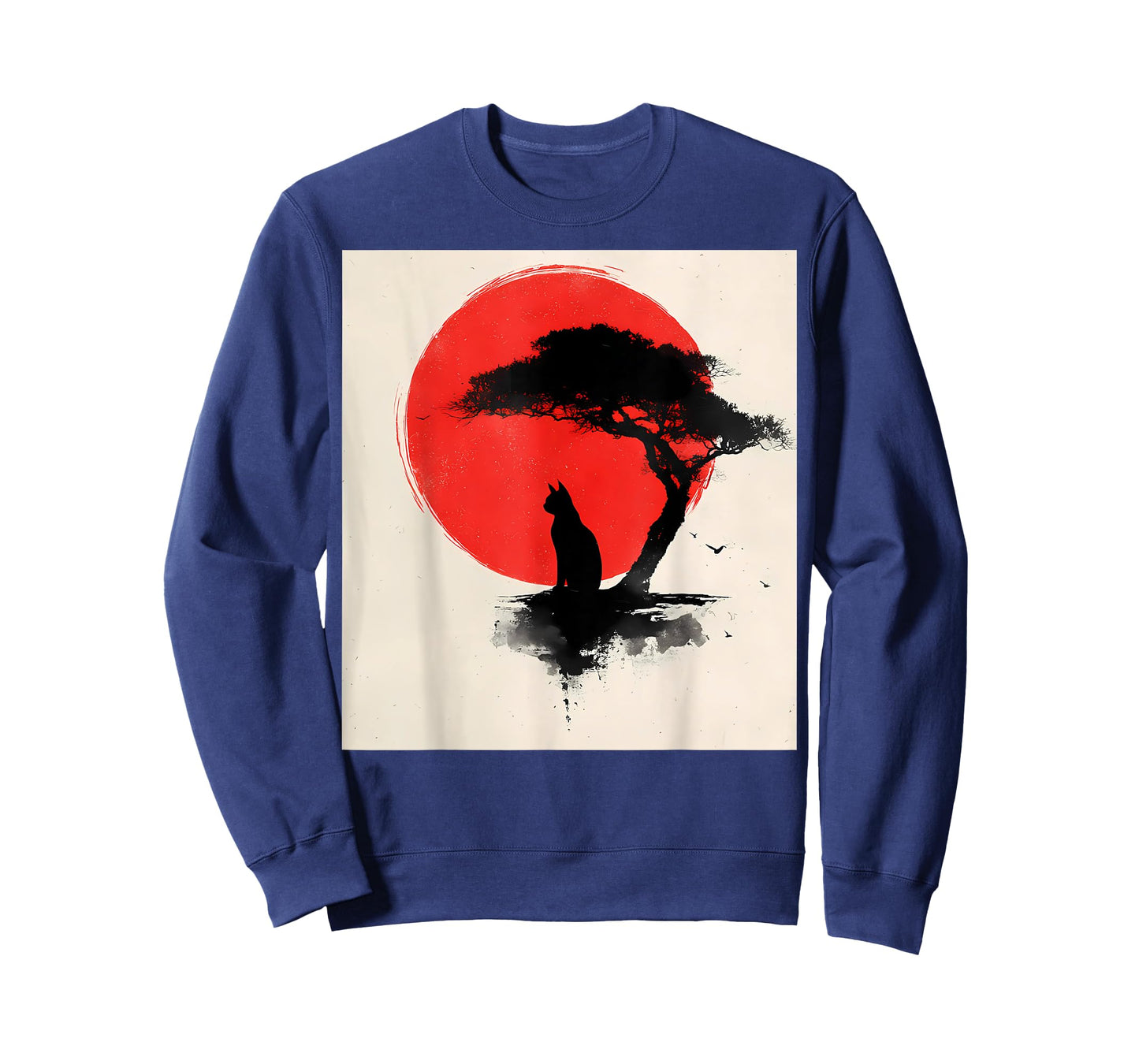 Black Cat Japanese Theme Vintage Japan Art Retro Print T-Shirt