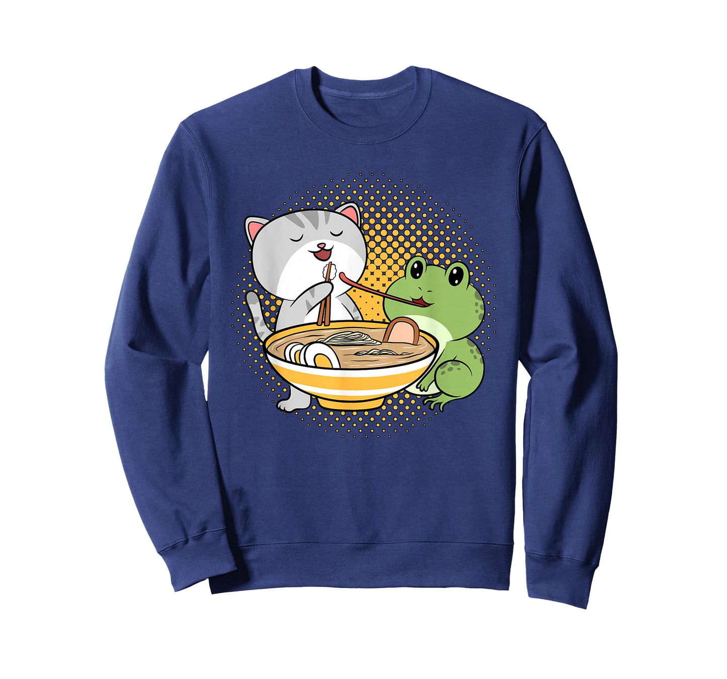 Kawaii Cat Eating Ramen Noodles Frog Otaku Manga Funny Anime T-Shirt