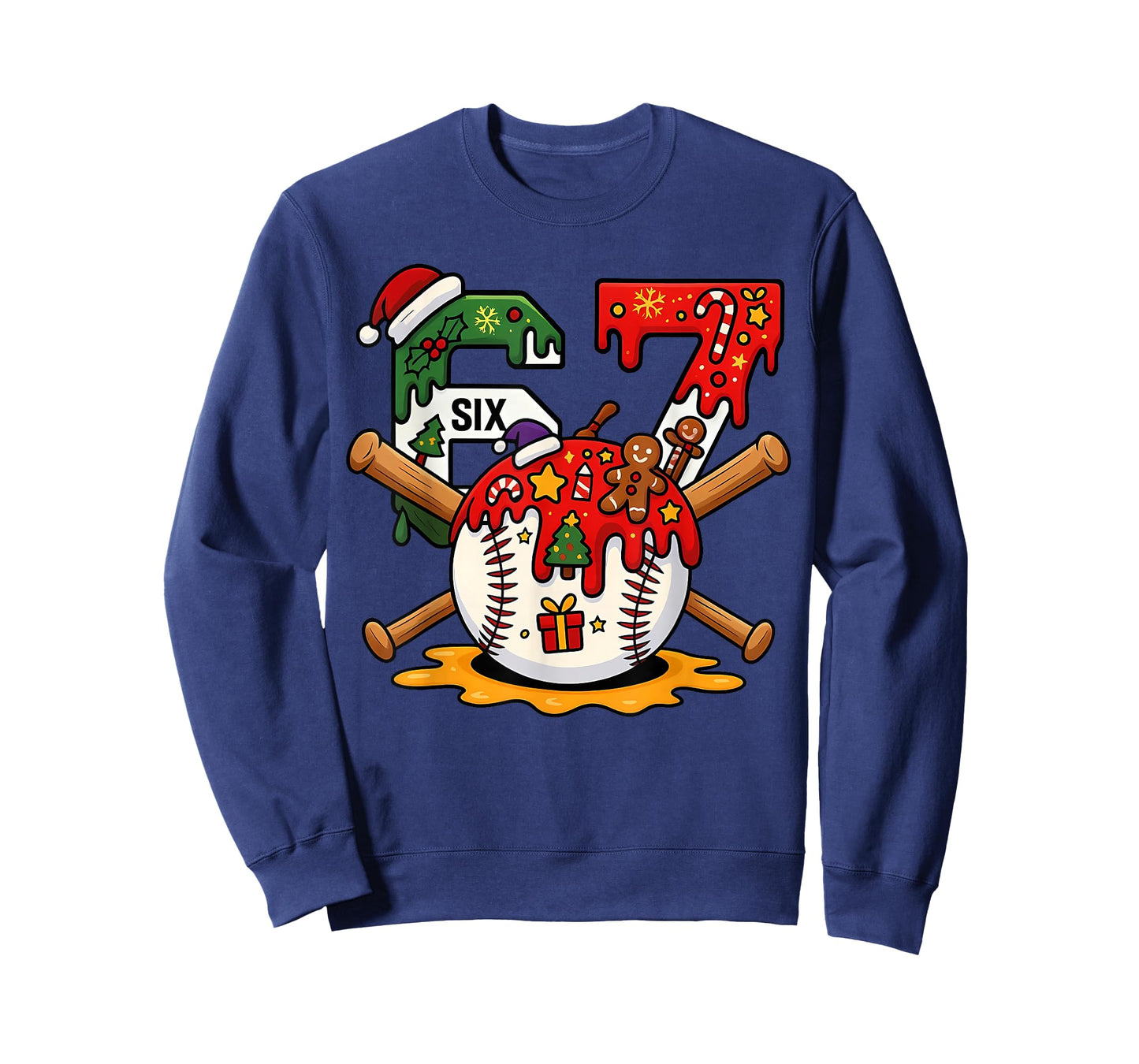 67 Baseball Christmas Candy Cane Snowflake Holiday Sports T-Shirt
