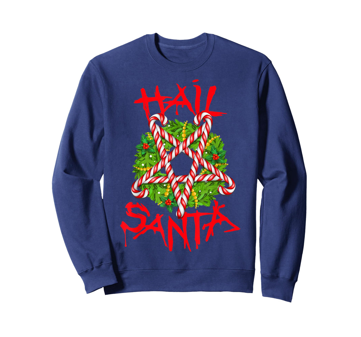 Christmas Hail Santa Candy Cane Pentagram Evil Krampus Satan T-Shirt