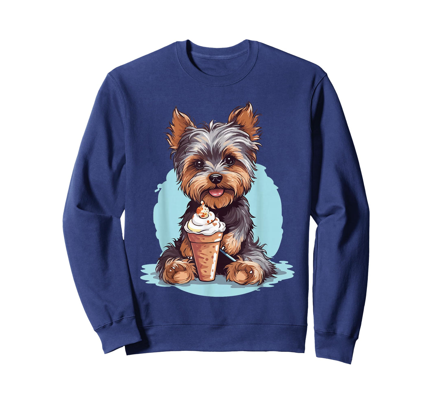 Yorkie Dog Anime Eating Ice Cream Summer Cute T-Shirt