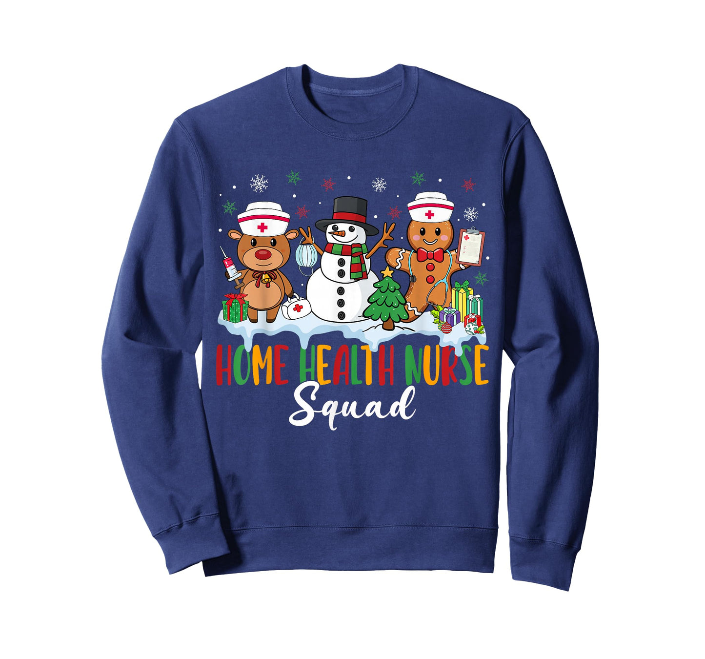 Home Health Nurse Squad Reindeer Gingerbread Christmas T-Shirt