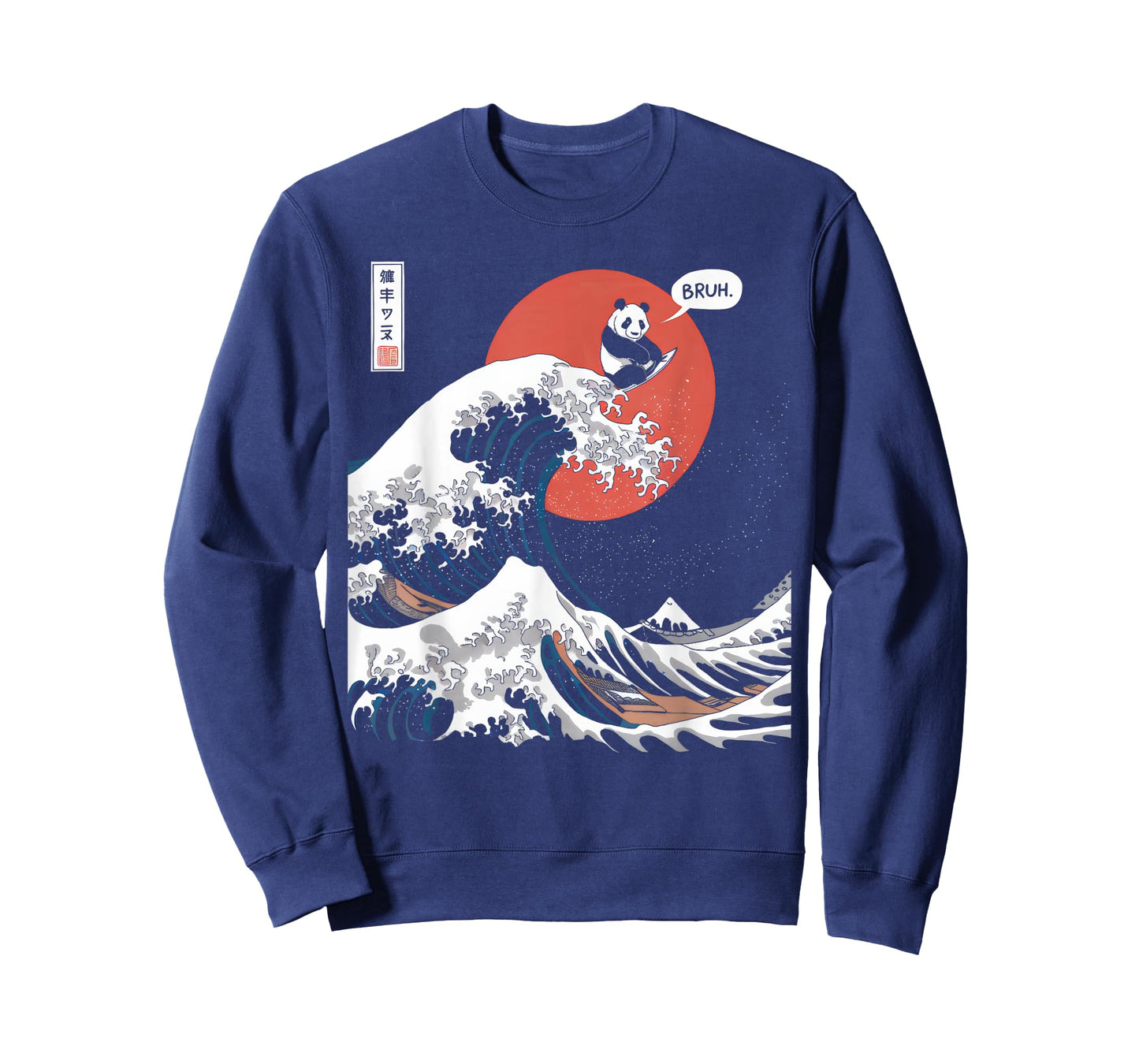 Bruh The Great Wave Kanagawa Funny Japanese Surfing Panda T-Shirt