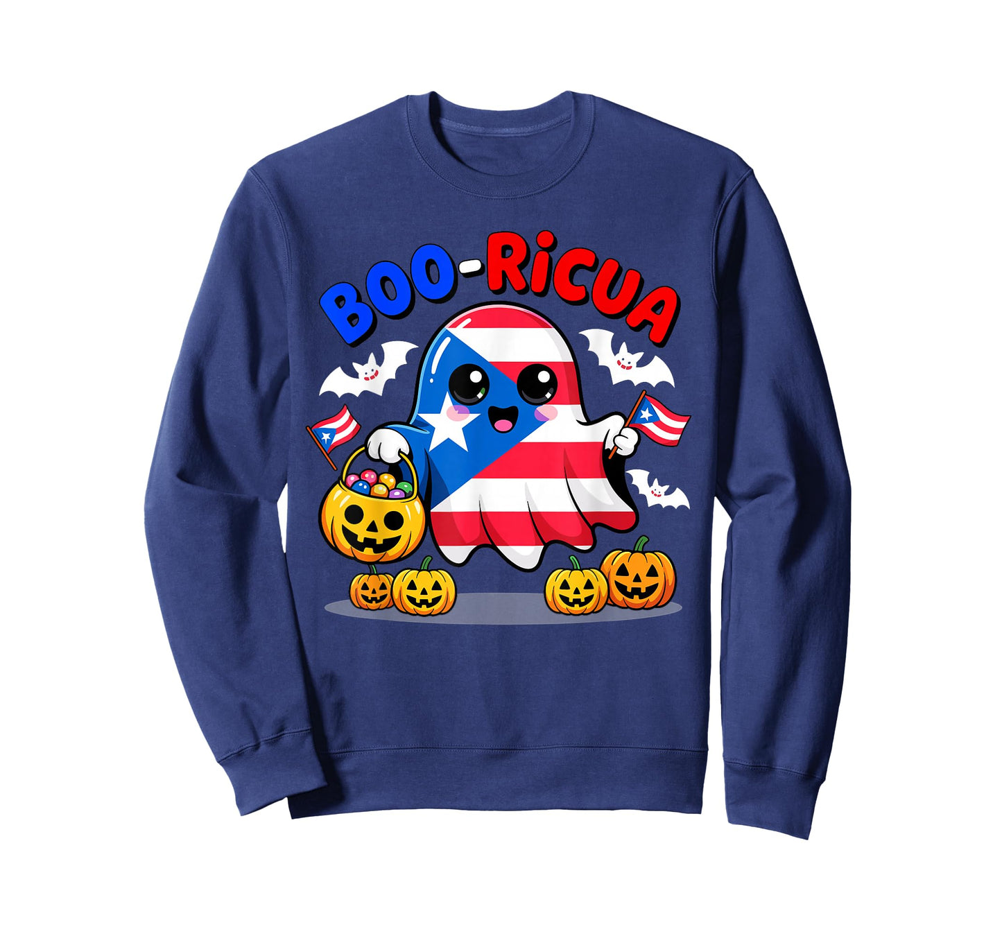 Boo Ricua Puerto Rico Flag Funny Ghost Halloween Costume T-Shirt