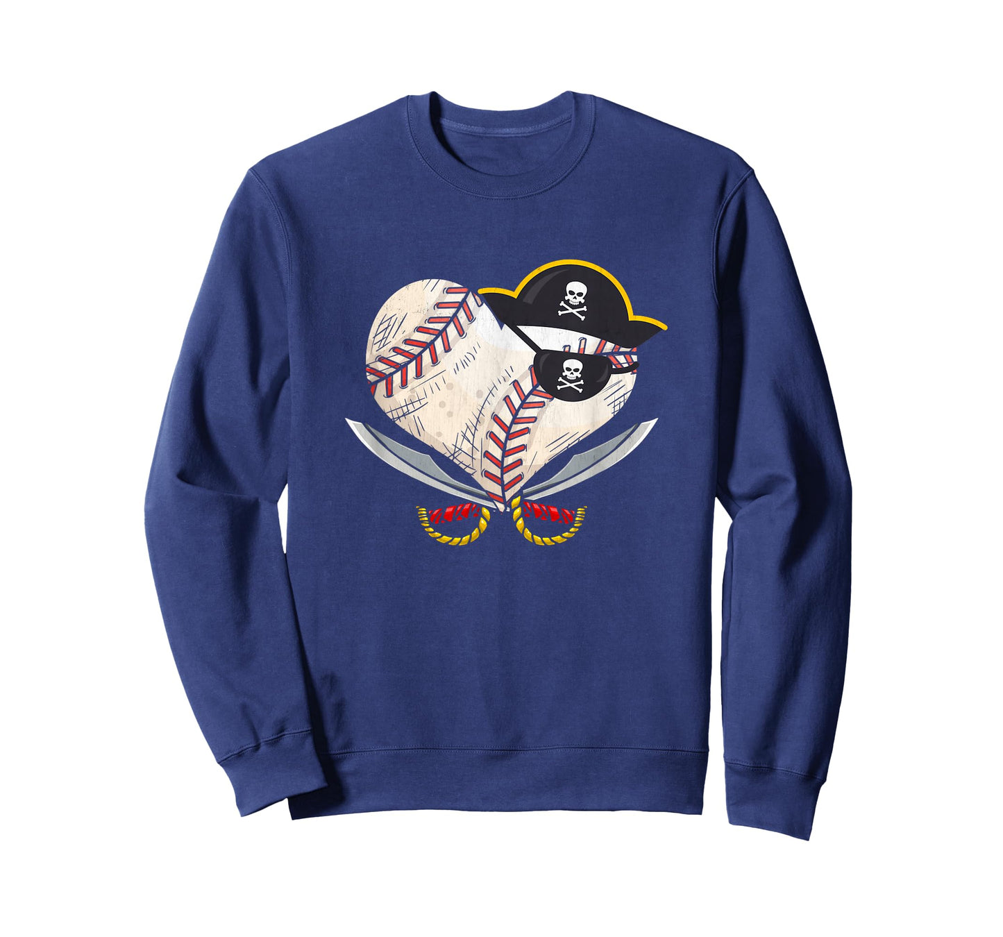 The Vintage Pirate Baseball Heart Ball with Skull Hat Sport T-Shirt