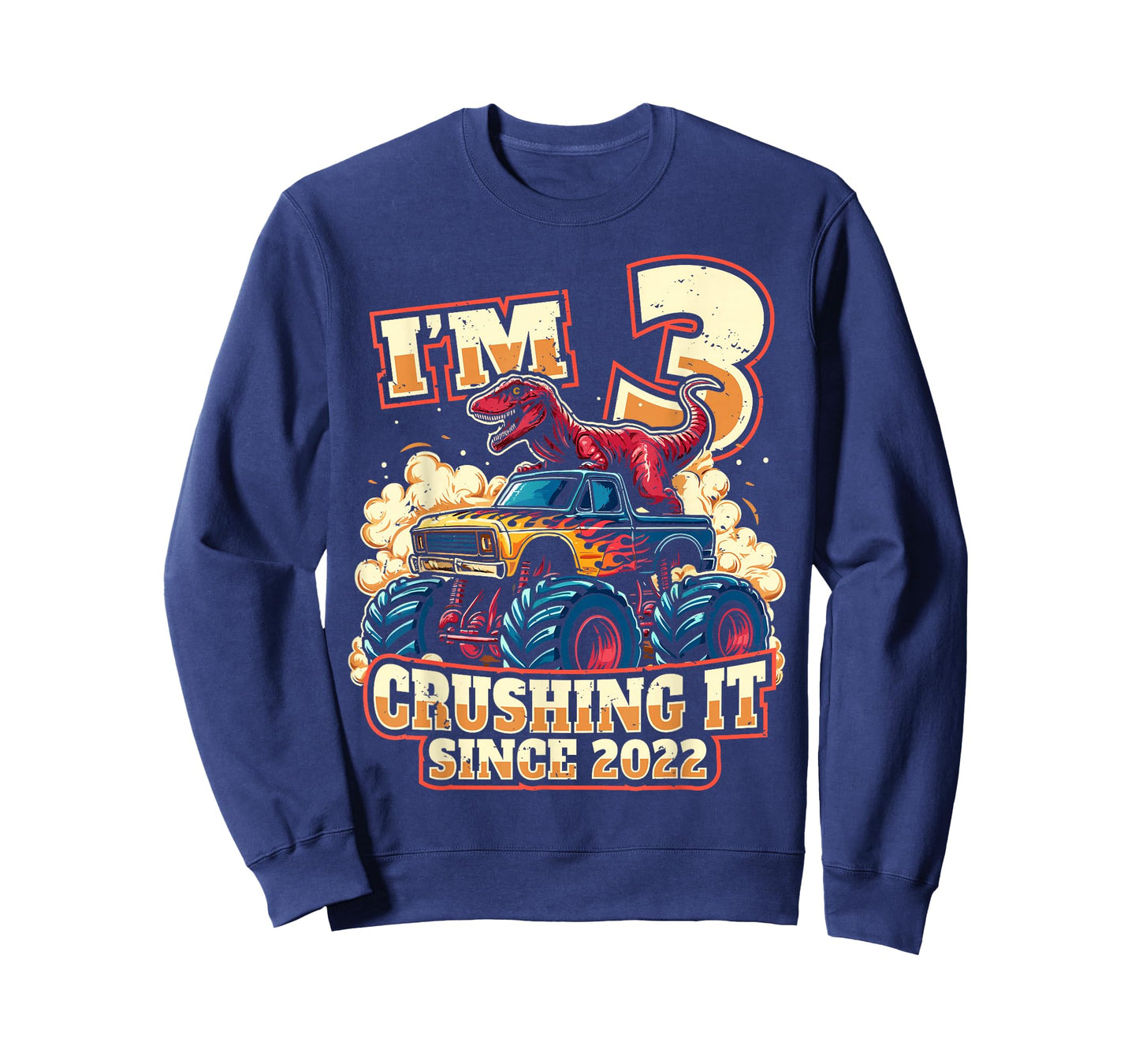 3 Year Old Boys 3rd Birthday Dinosaur Monster Truck Party T-Shirt