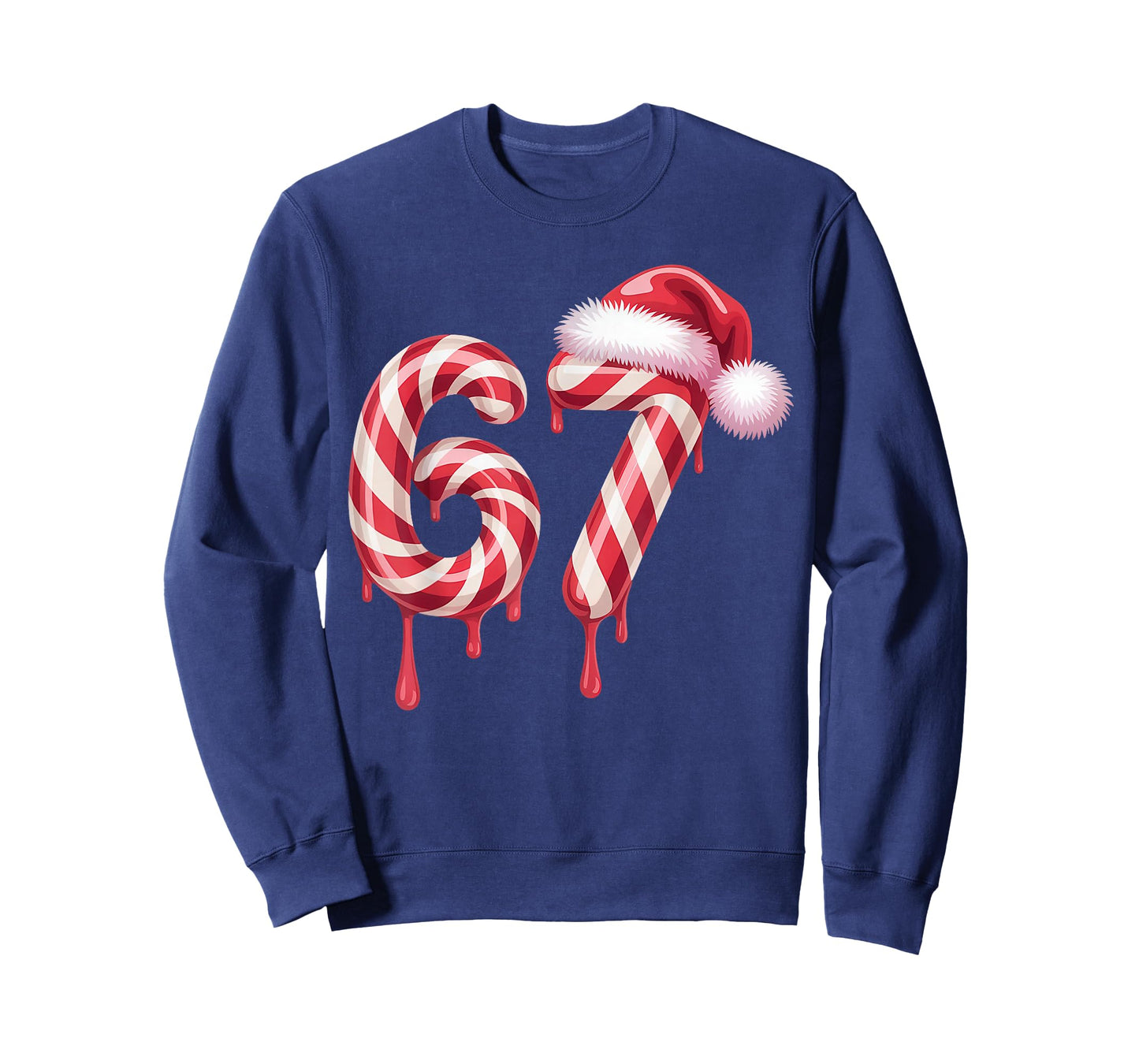 Melting Candy Cane 67 Christmas, Santa Hat Holiday T-Shirt